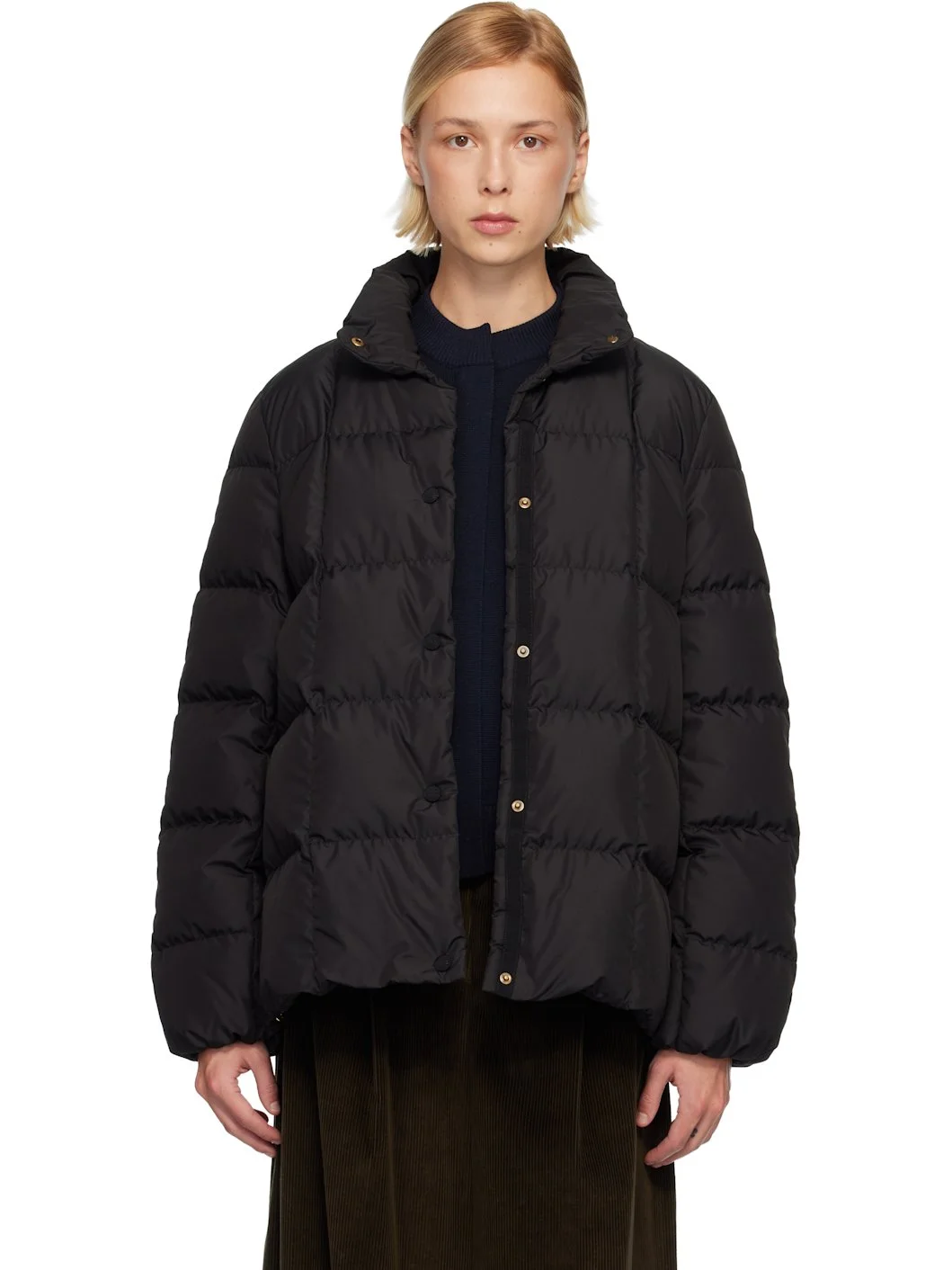 Black Cochevinne Square-Quilted Short Down Jacket - 1