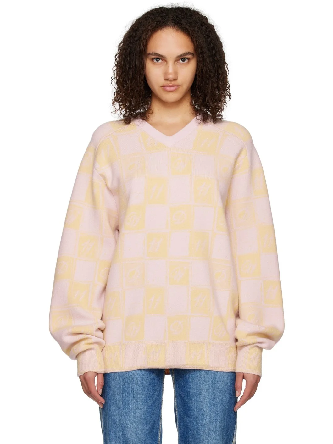 Yellow Chess Board Sweater - 1