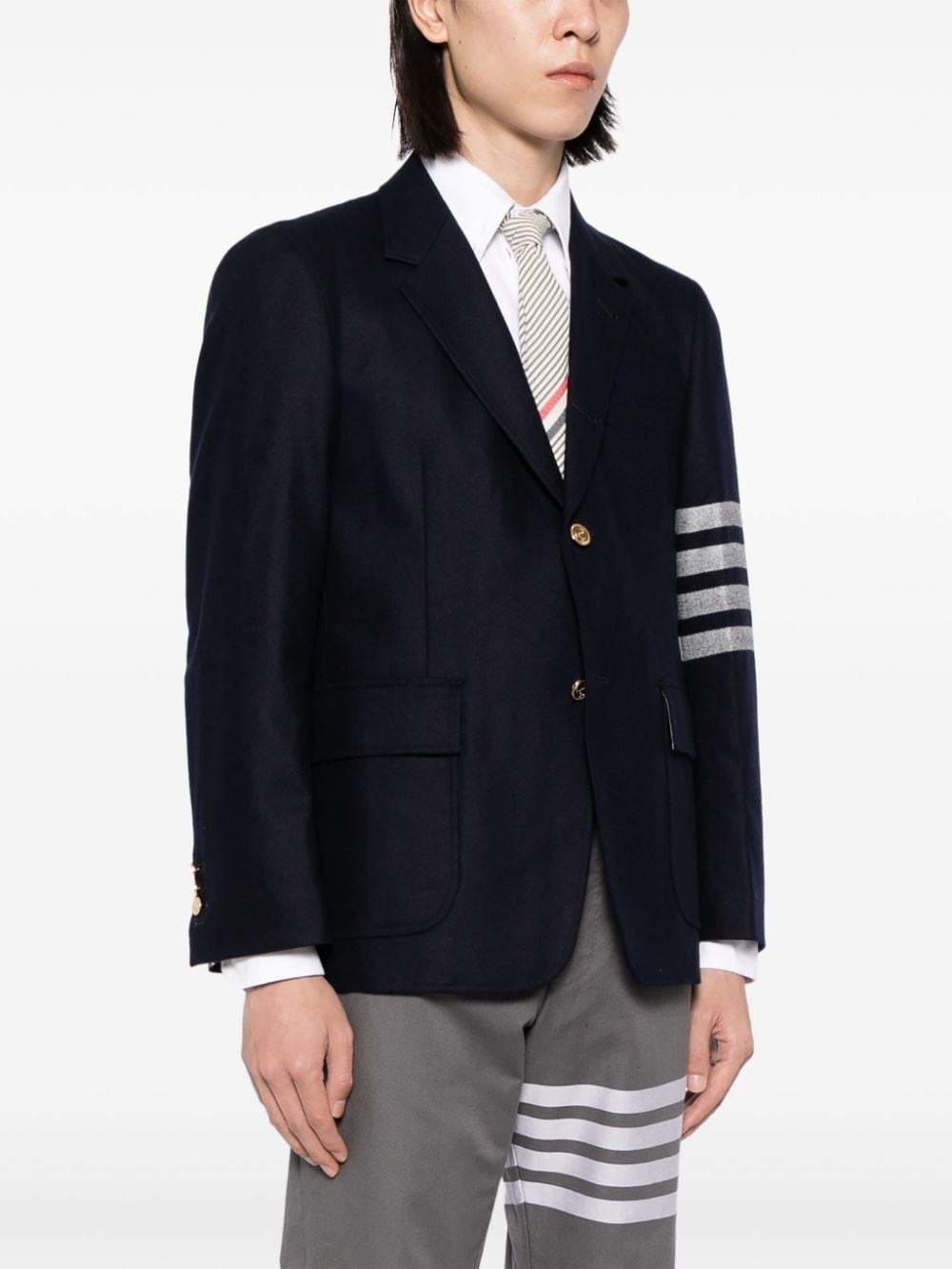 unconstructed signature 4-Bar stripe blazer - 3