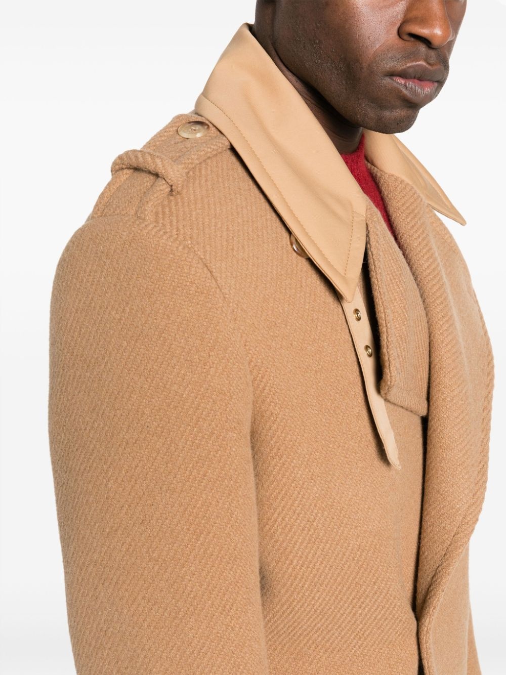 panelled wool-blend single-breasted coat - 5