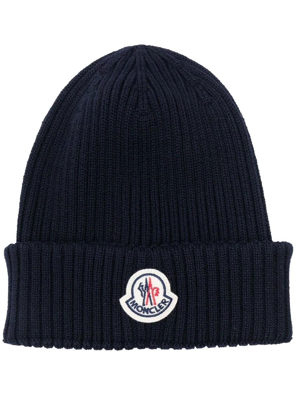 ribbed logo-patch knitted beanie - 1