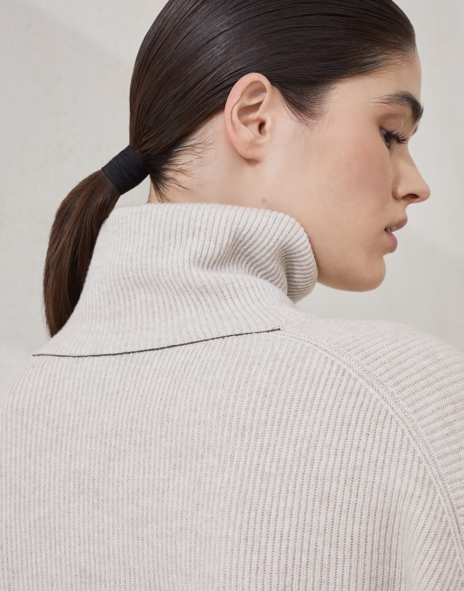 Virgin wool, cashmere and silk English rib turtleneck sweater - 3