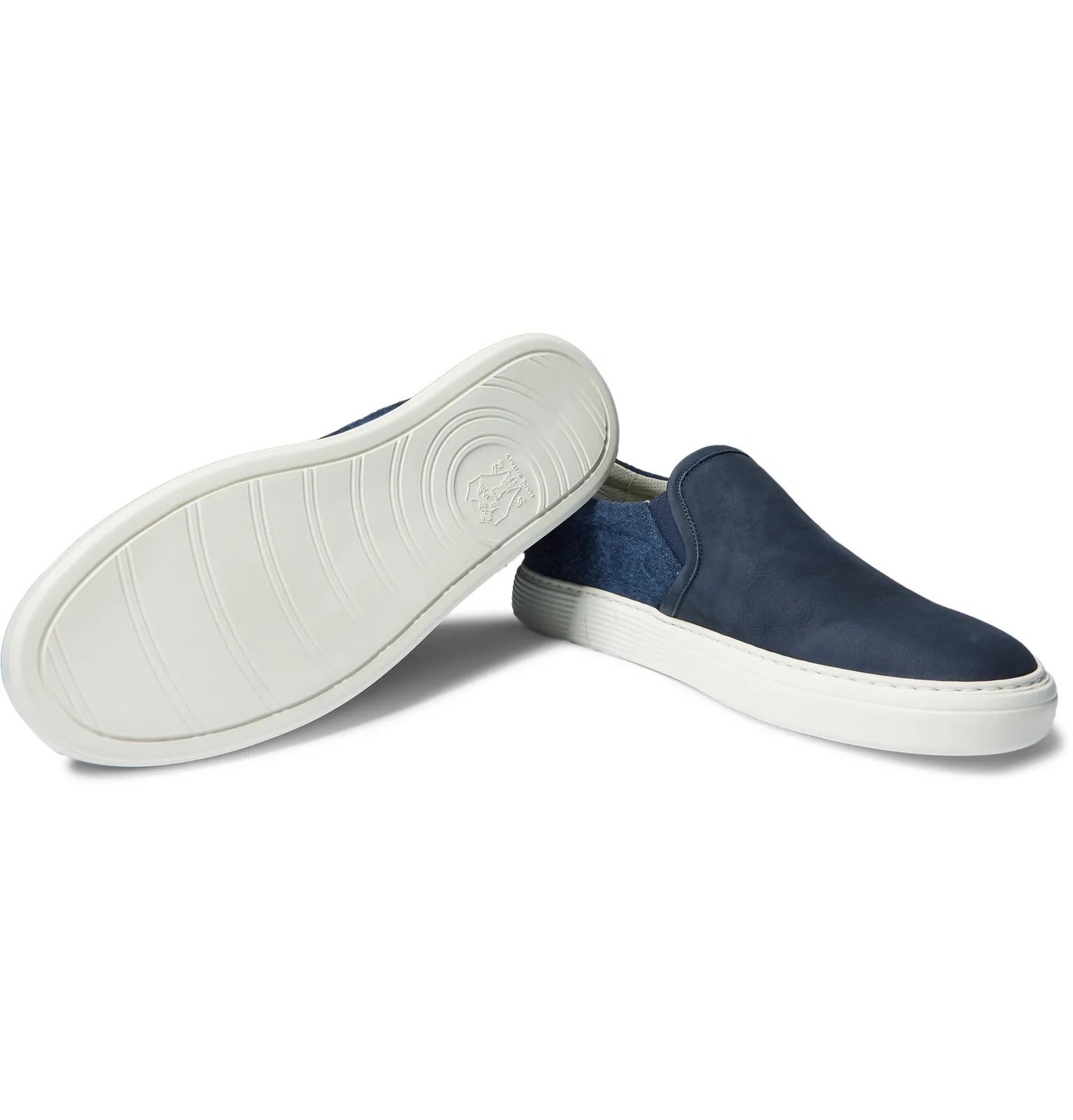 Nubuck and Canvas Slip-On Sneakers - 3