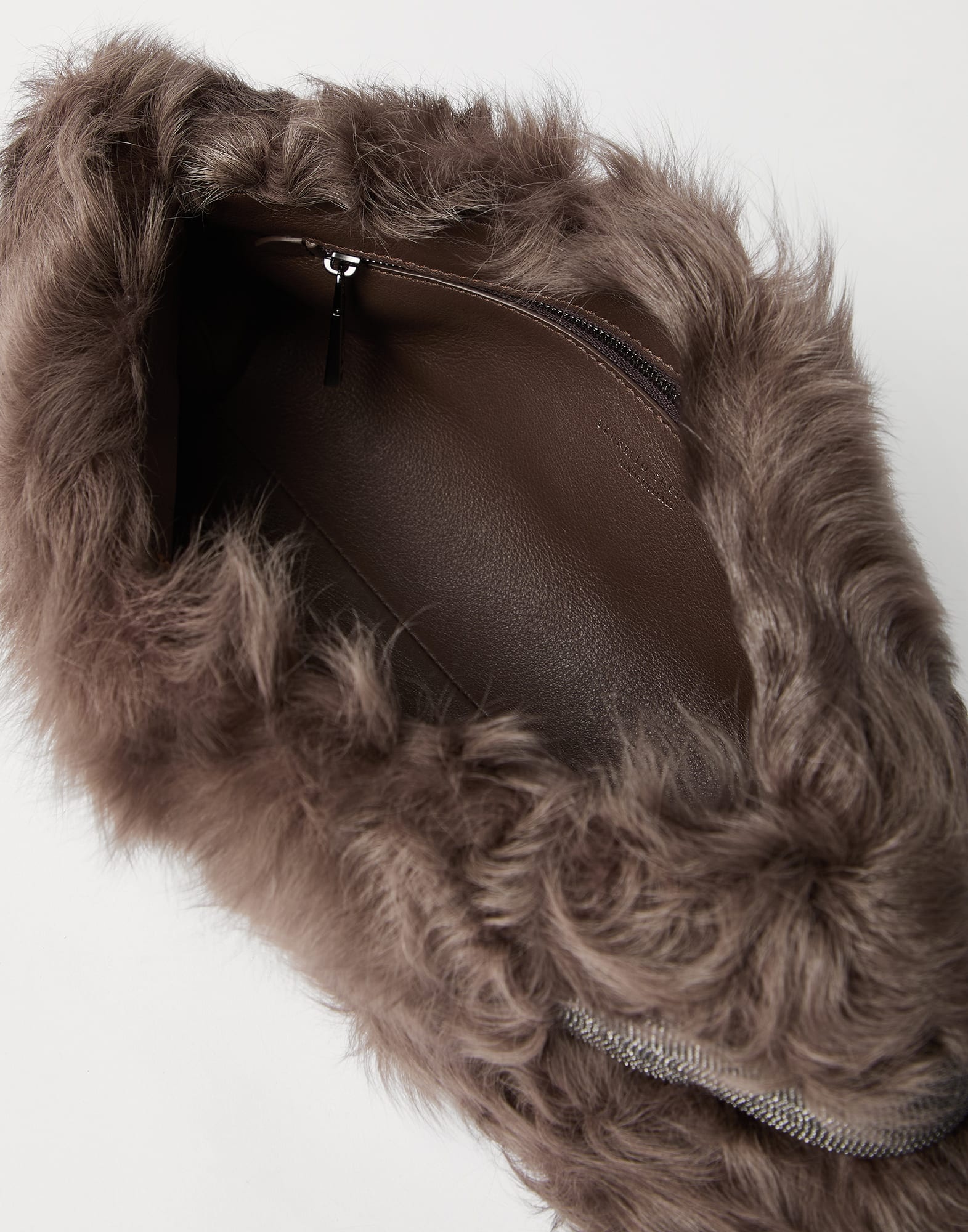 Essence pouch bag in wavy shearling with precious bands - 5