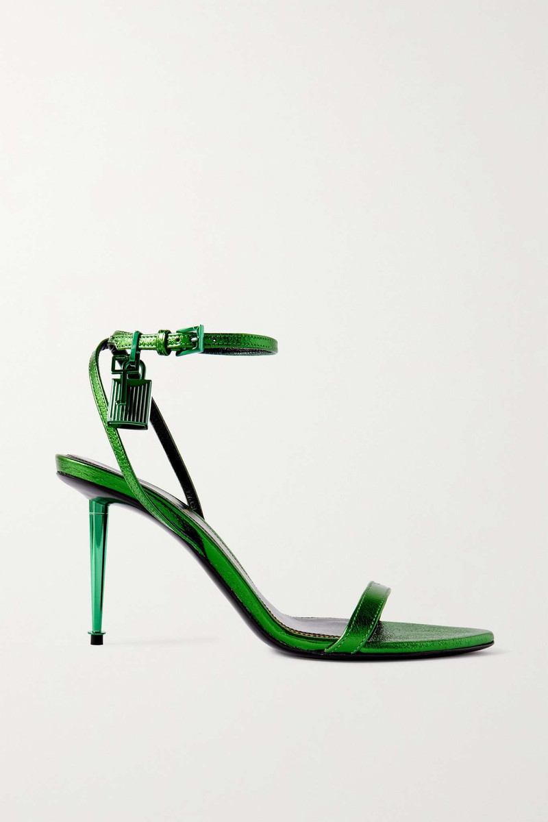 Padlock metallic leather sandals 1