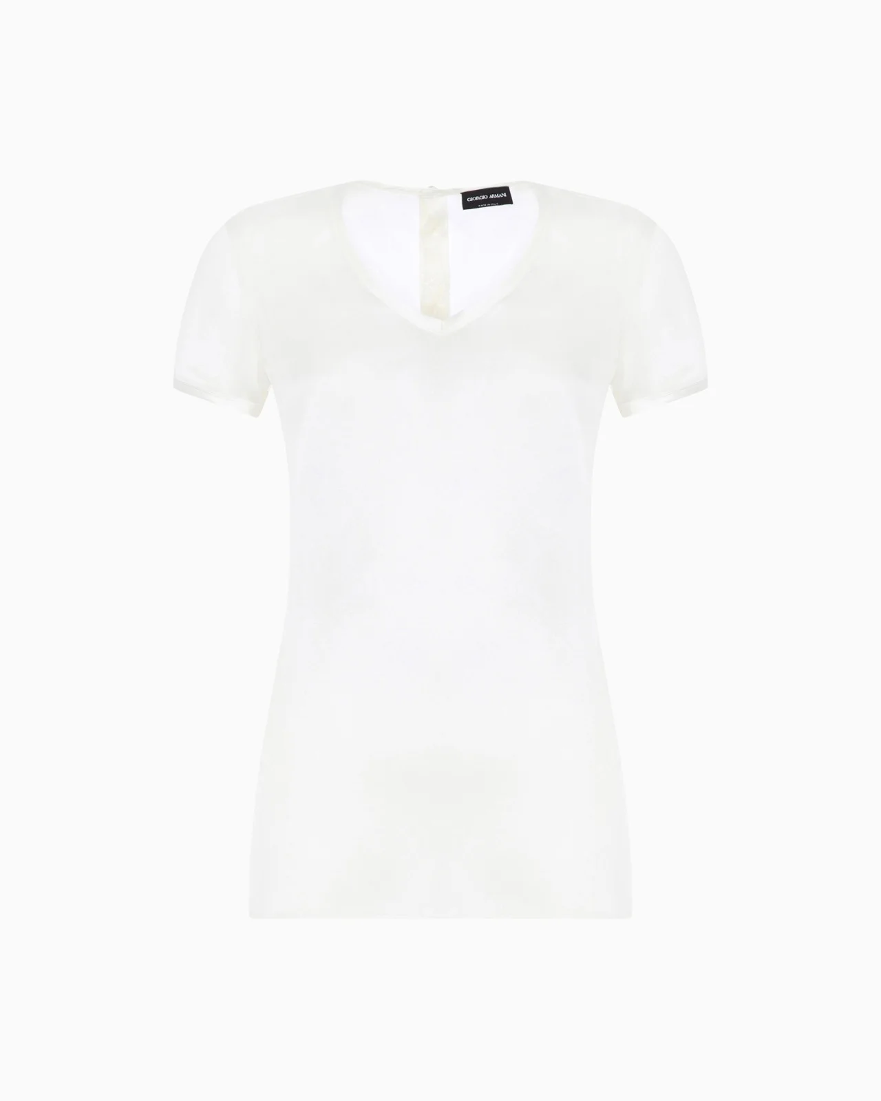 Silk charmeuse blouse with V neckline - 1