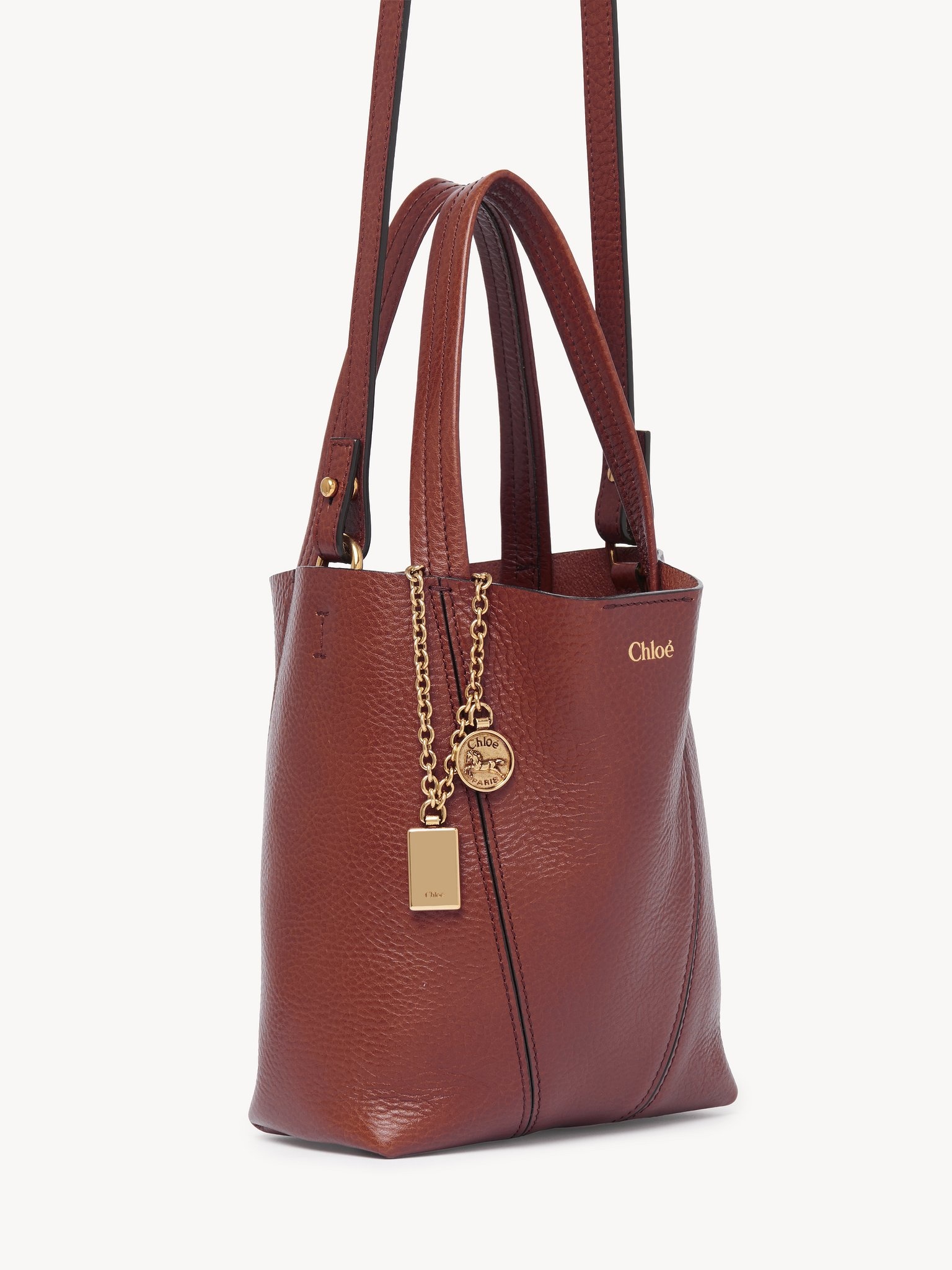 SMALL CHLOÉ SPIN TOTE BAG IN GRAINED LEATHER - 5