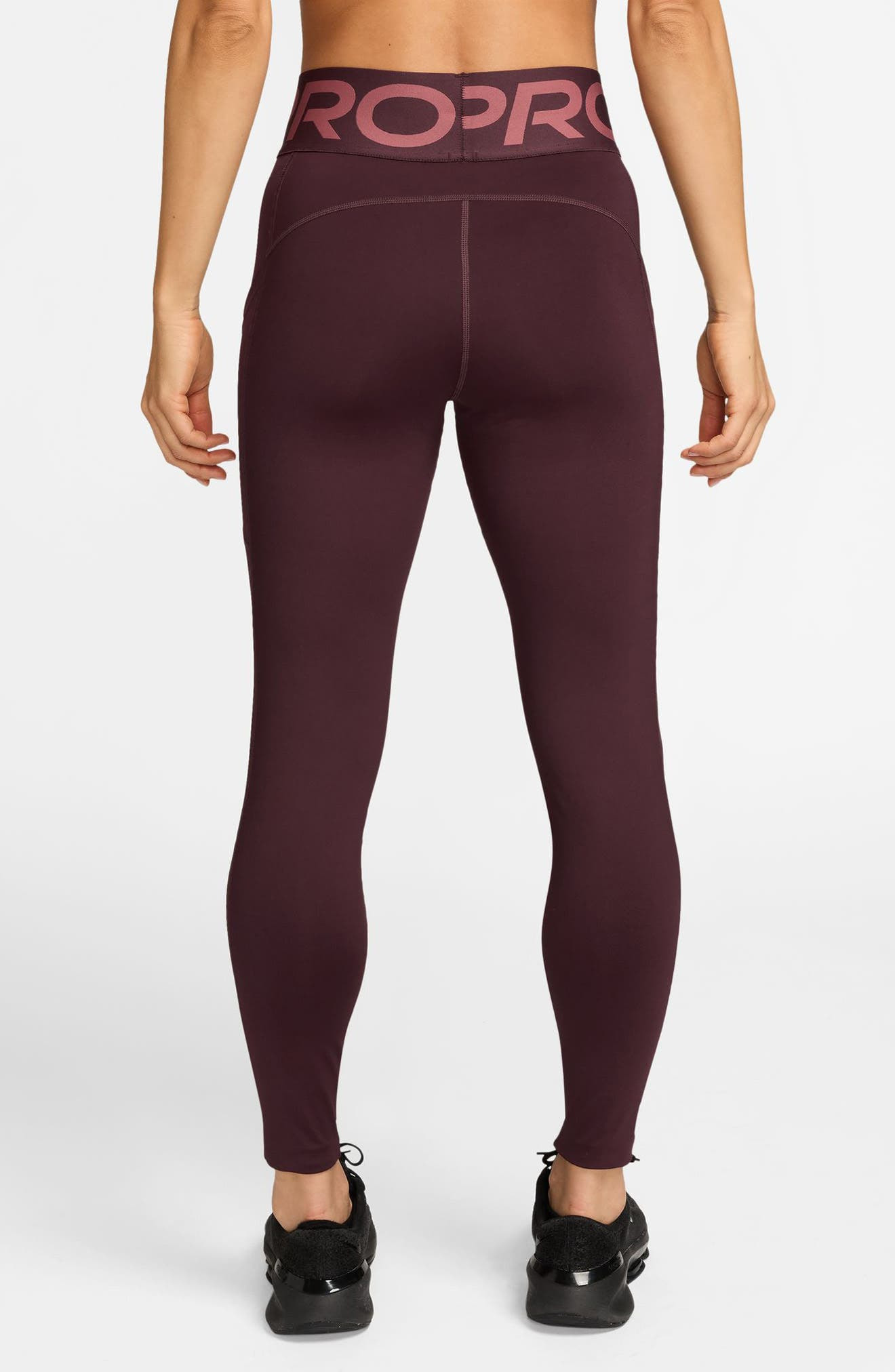 Nike Pro Sculpt High-Waisted Pocket 7/8 Leggings in Burgundy Crush/White at Nordstrom - 2