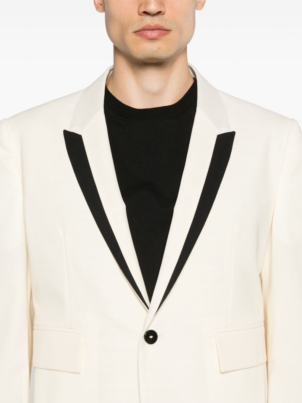 contrasting-trim single-breasted blazer - 5