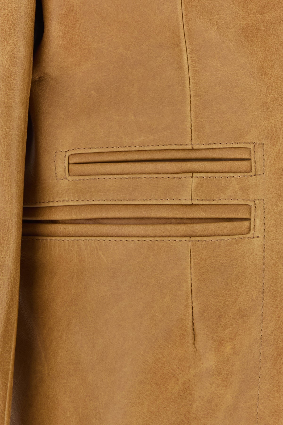 Camel leather Opening blazer - 3