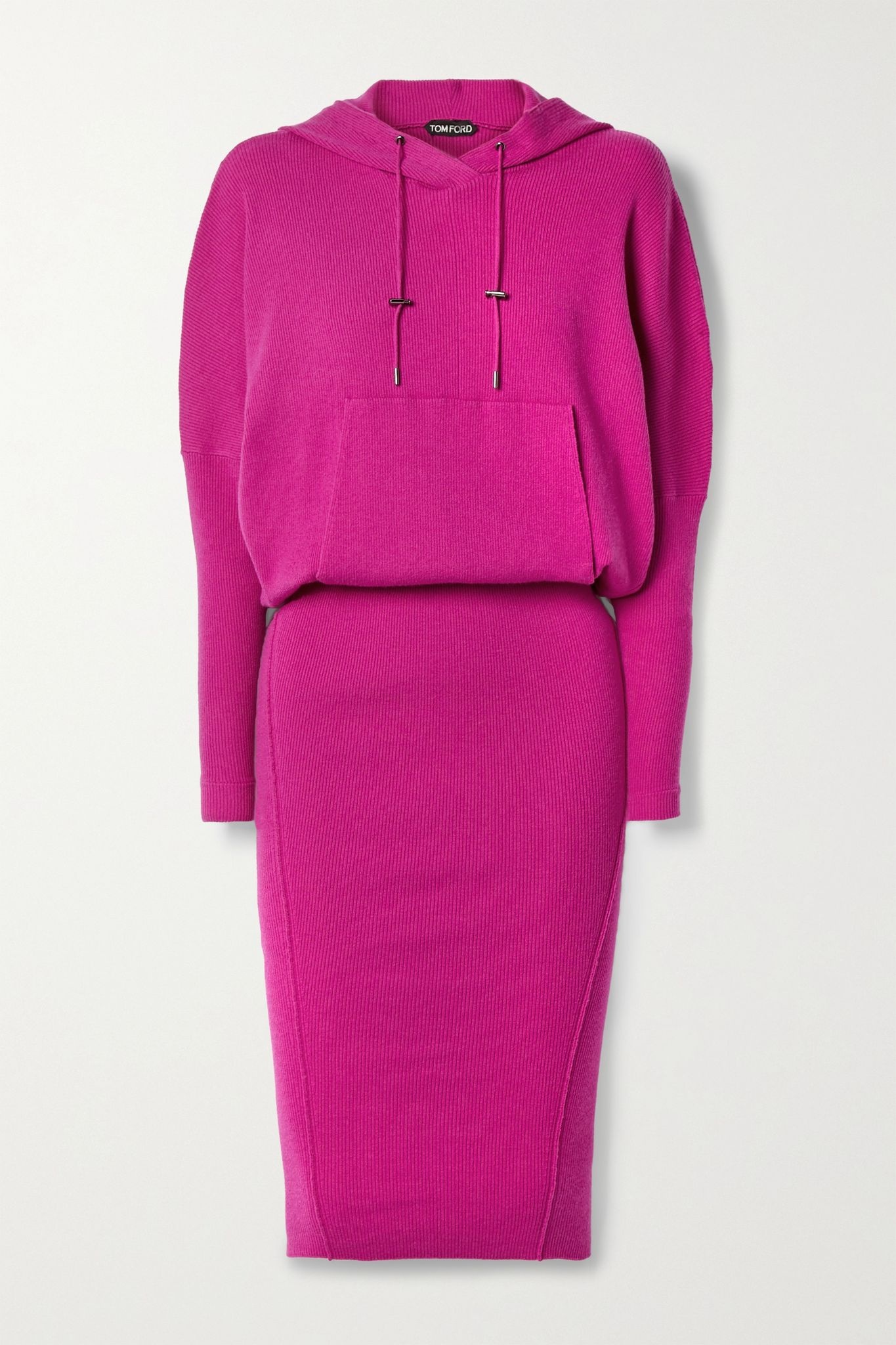 Hooded ribbed cashmere-blend dress - 1