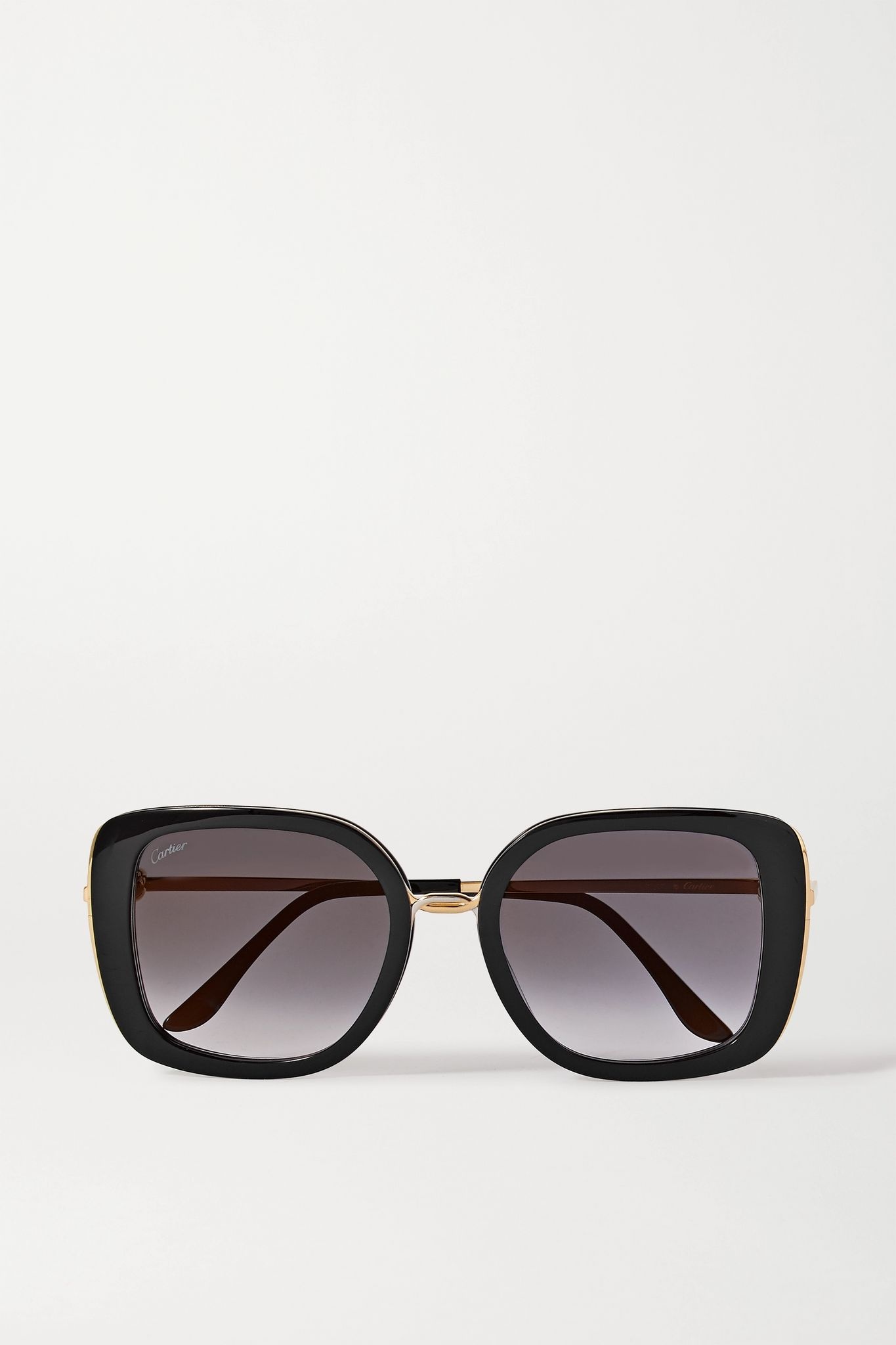 Square-frame acetate and gold-tone sunglasses - 1