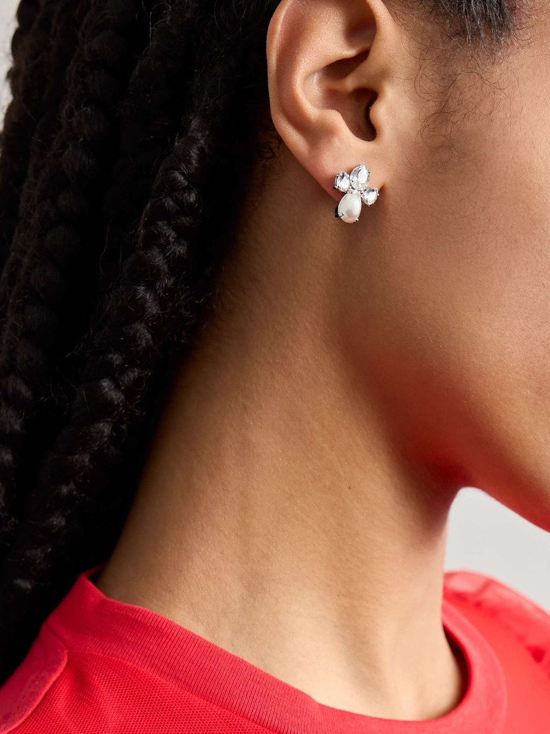 Simone Rocha Silver-tone, crystal and faux pearl earrings White outlook