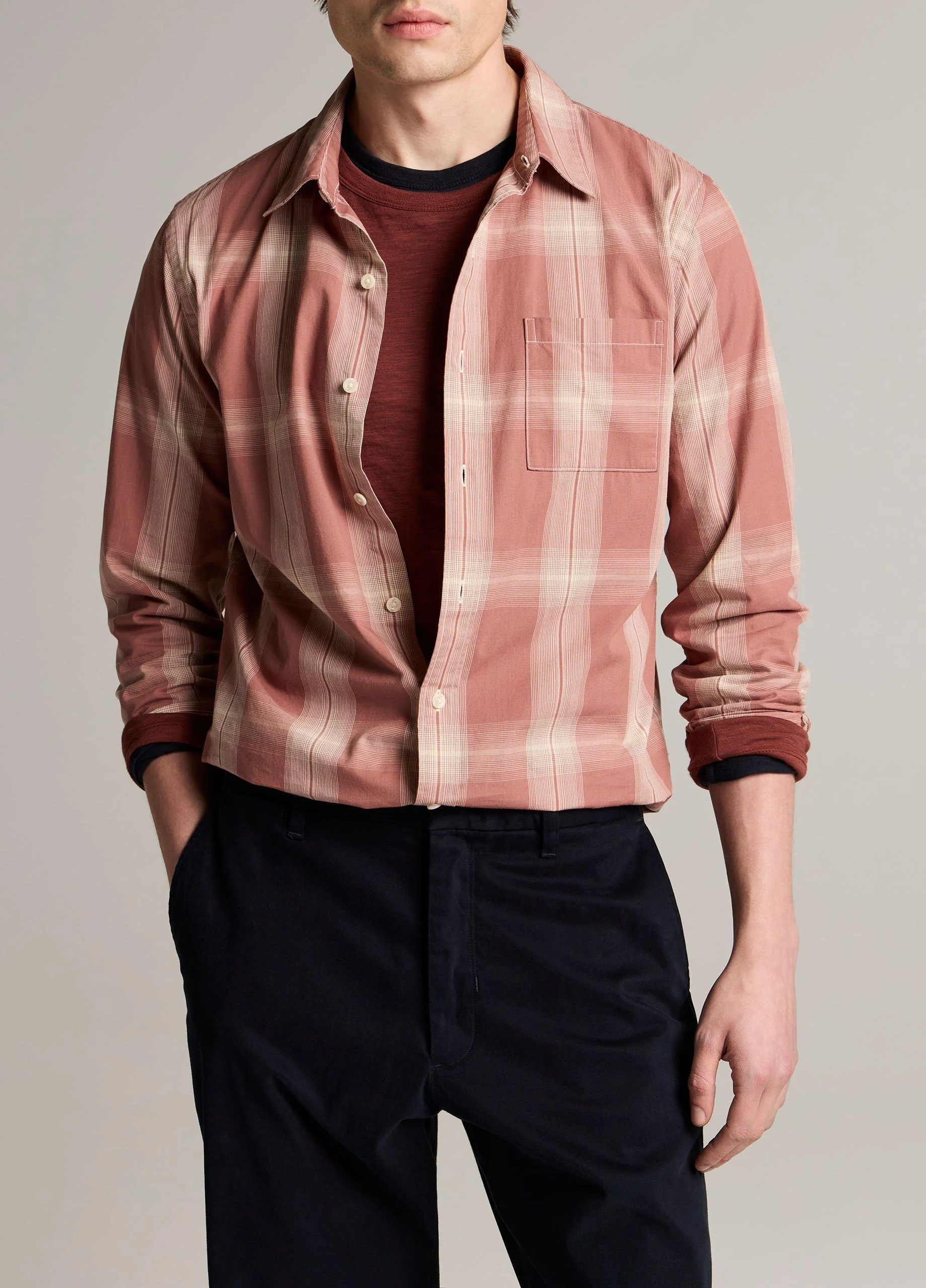 Townes Plaid Cotton Button-Front Shirt - 1