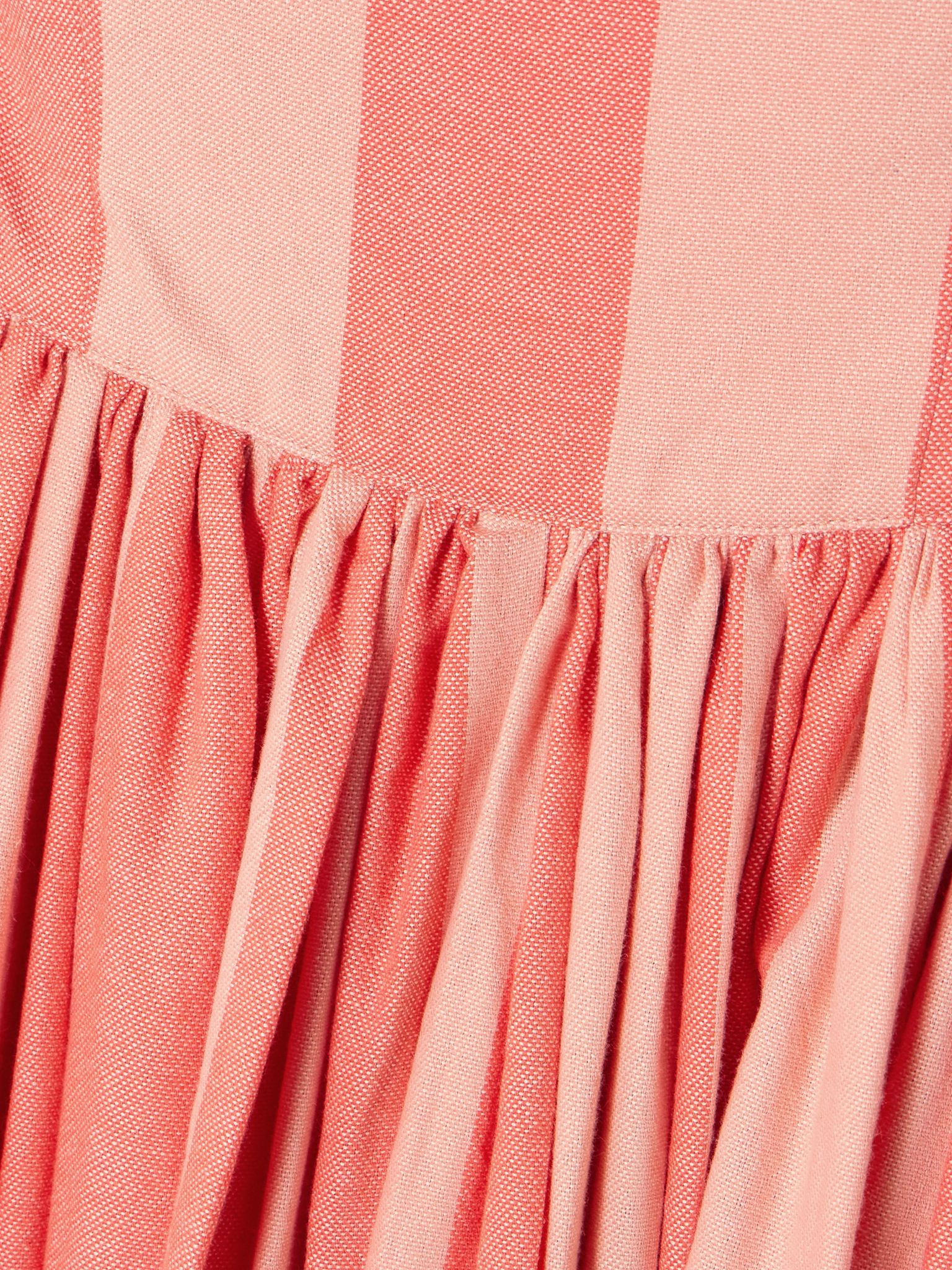 Strapless gathered striped cotton maxi dress Pink - 4