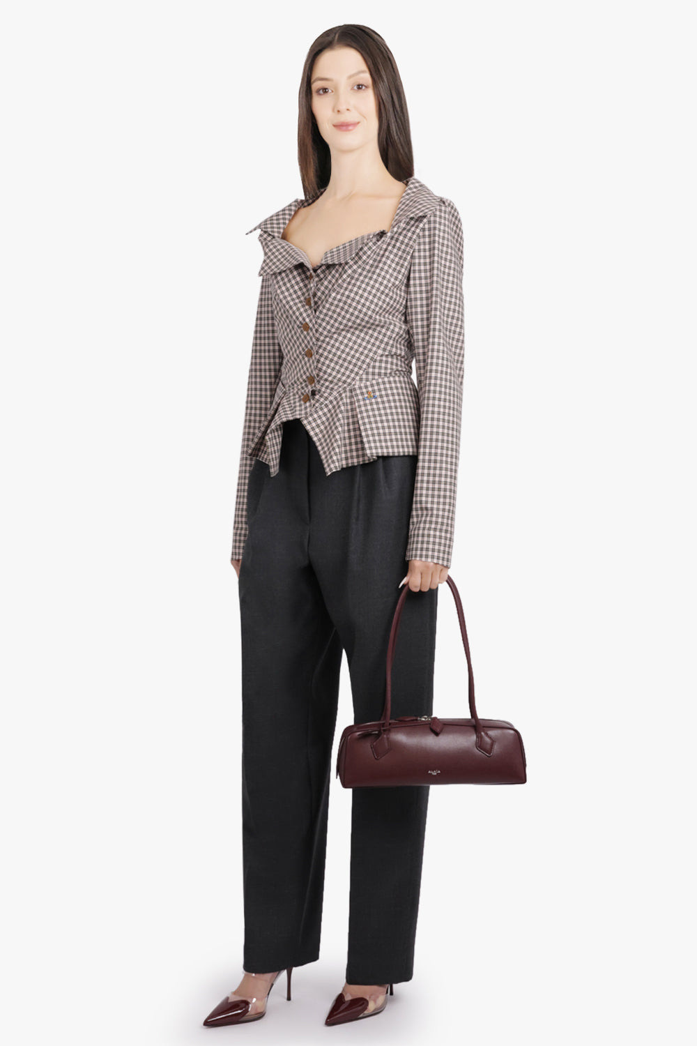 MONDAY CHECK PRINT L/S BUTTON SHIRT | BROWN/OFF WHITE - 2