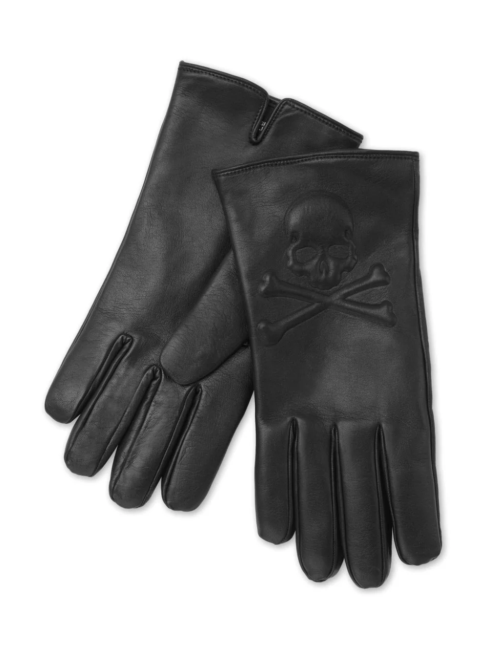 skull-patch leather gloves - 1