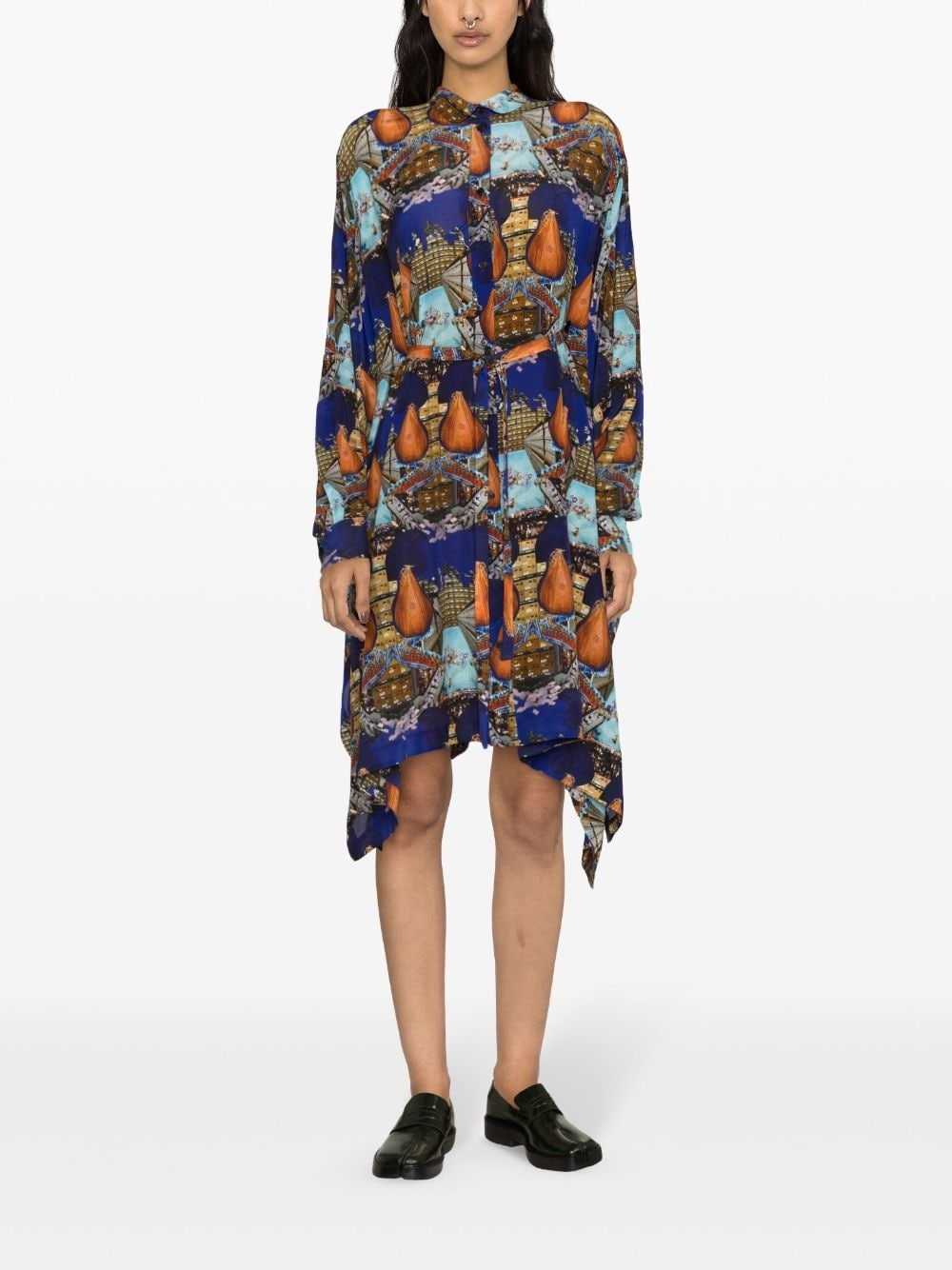 Square boxing-print midi dress - 2