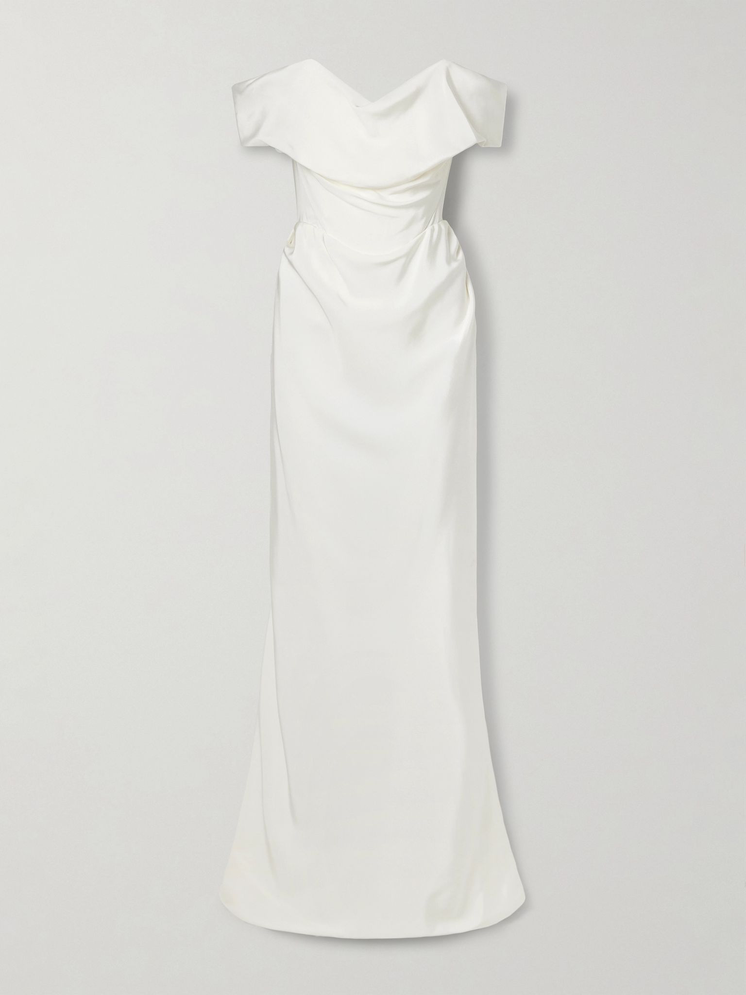 Nova Cocotte off-the-shoulder draped silk-crepe gown Off-white - 1