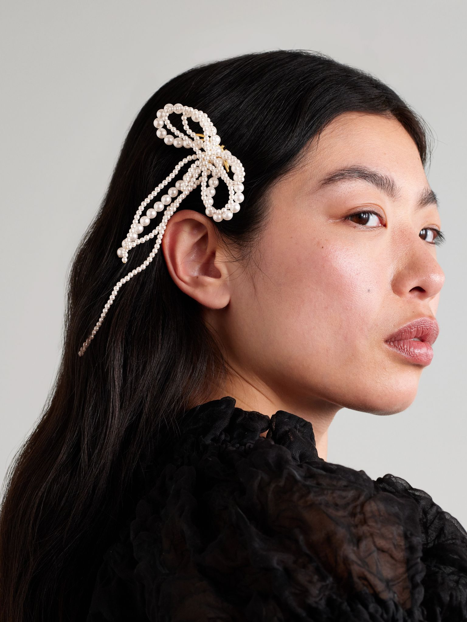 Gold-plated faux pearl hair comb Ivory - 5