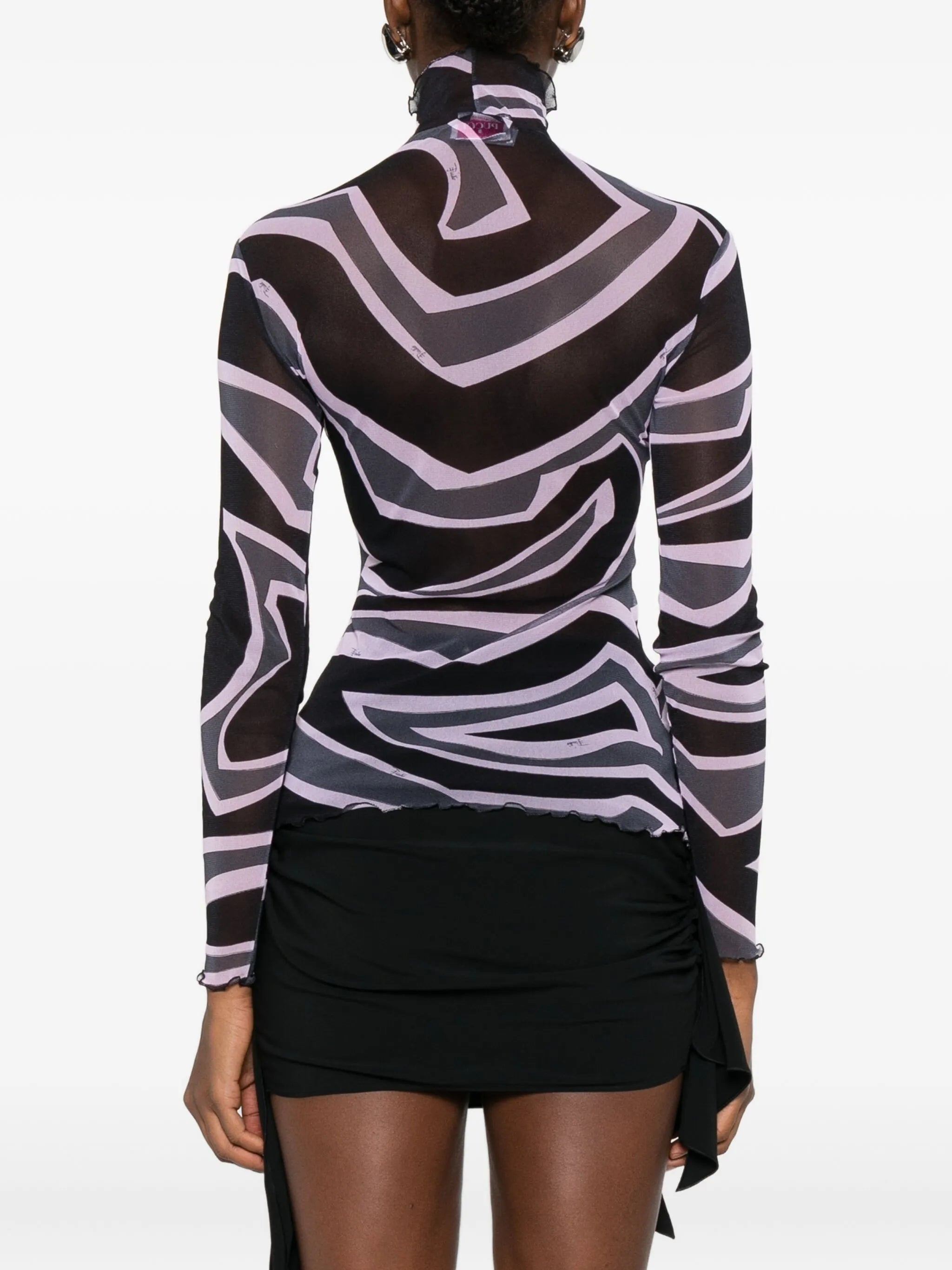 abstract-print mesh top - 4