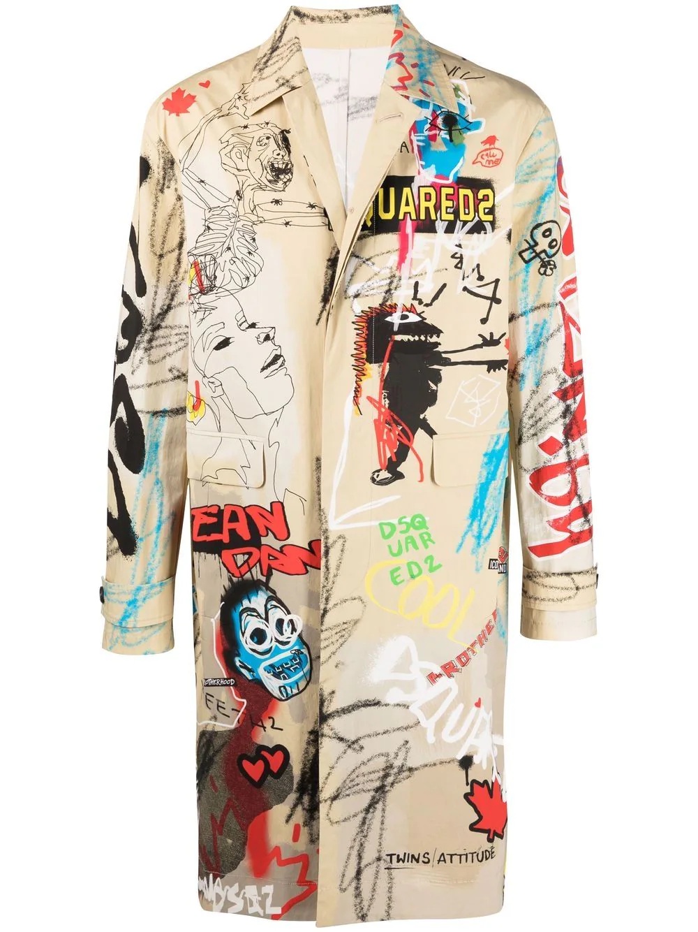 graphic-print single-breasted coat - 1