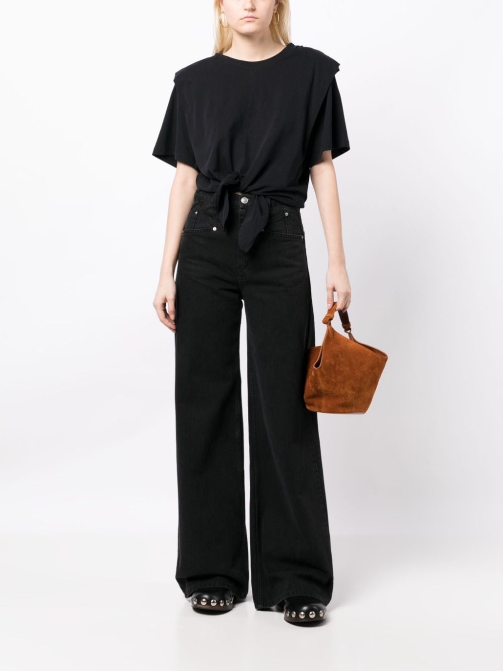 tie-fastening cotton T-shirt - 4