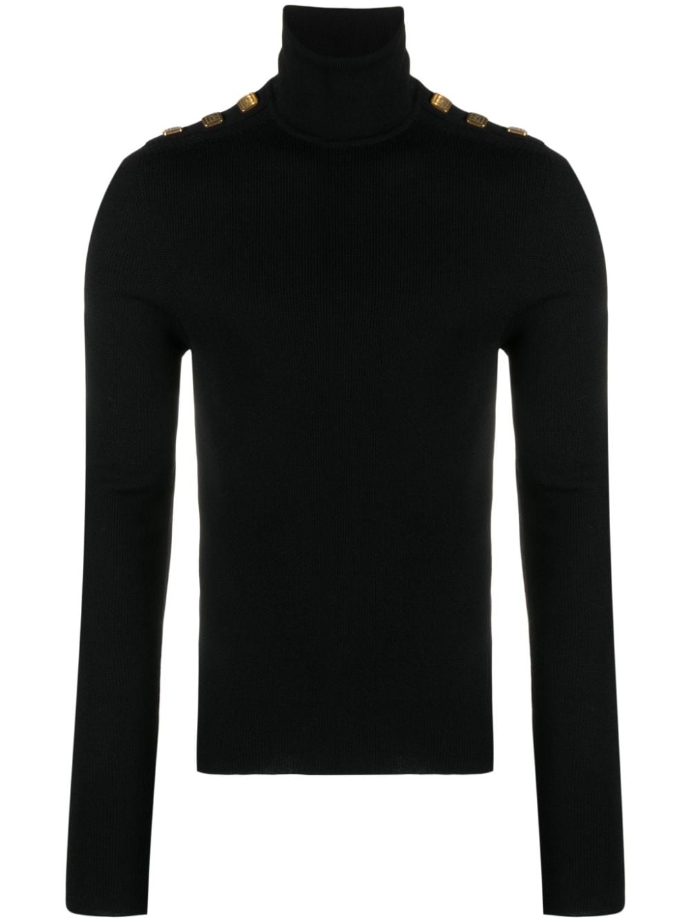 decorative-buttons fine-ribbed wool jumper - 1