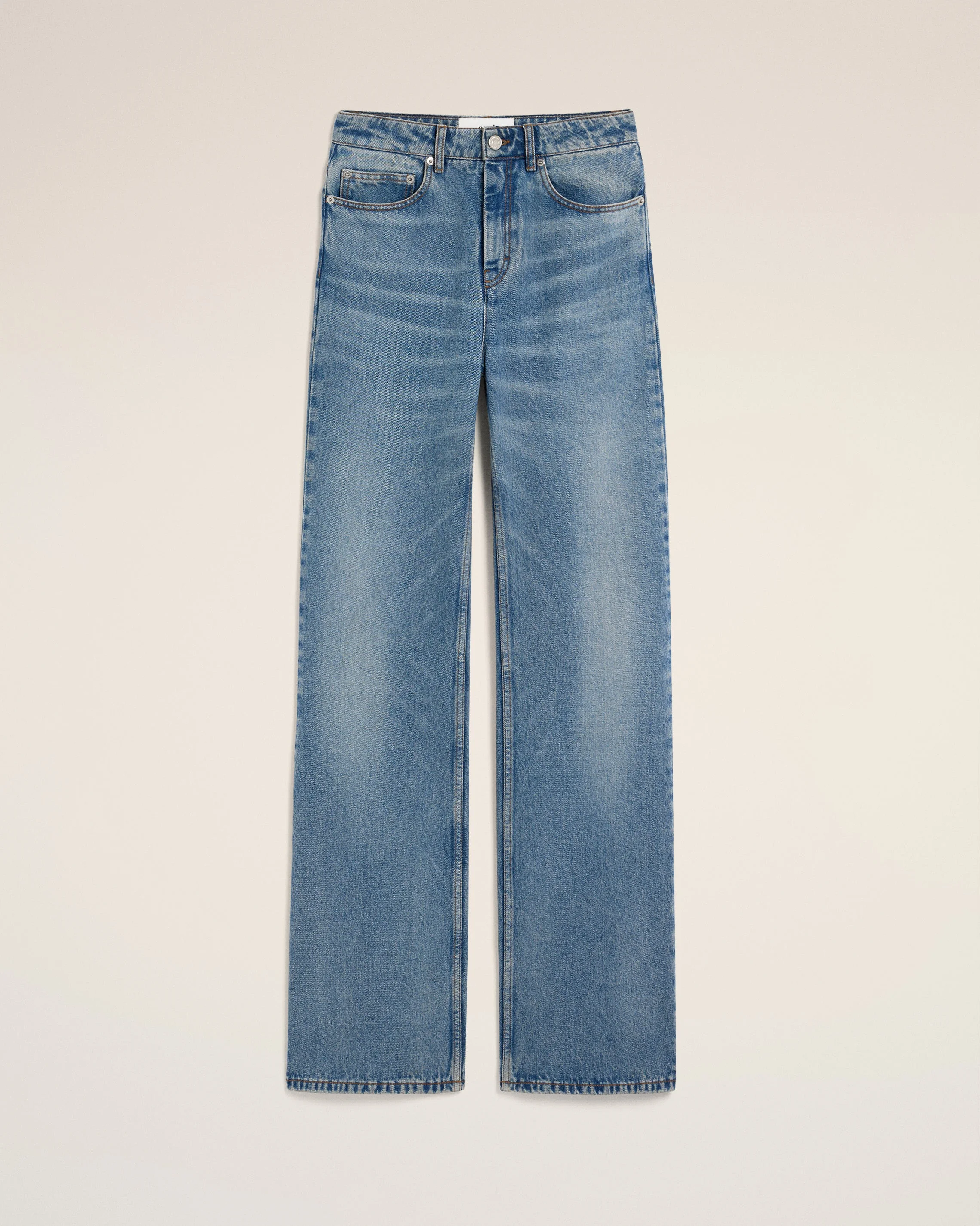 BLUE COTTON FLARE FIT JEANS - 1
