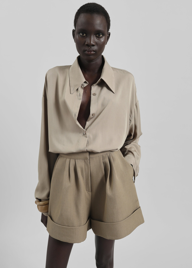 Silvan Neck Tie Shirt - Taupe 8