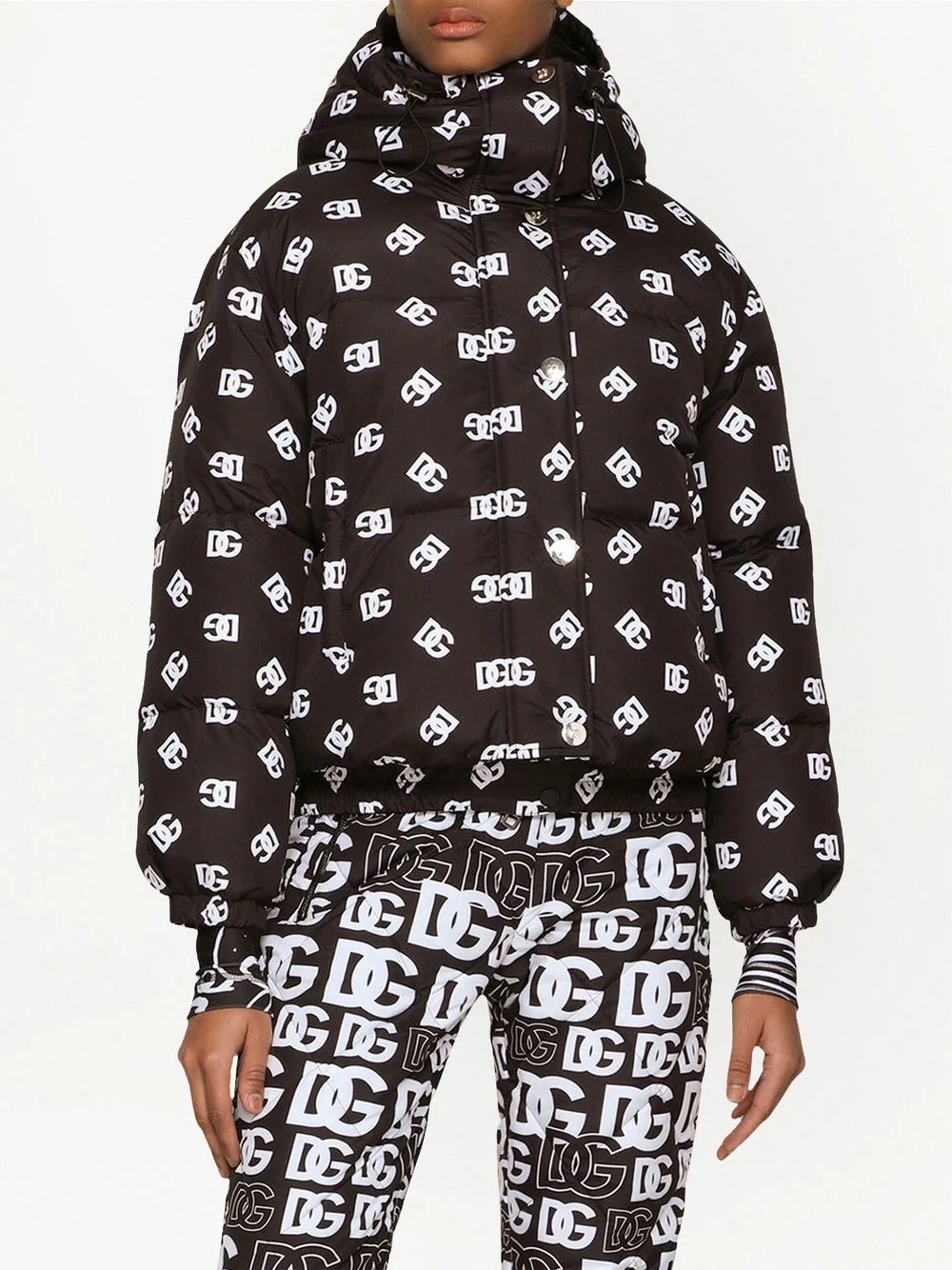 logo-print hooded puffer jacket - 3