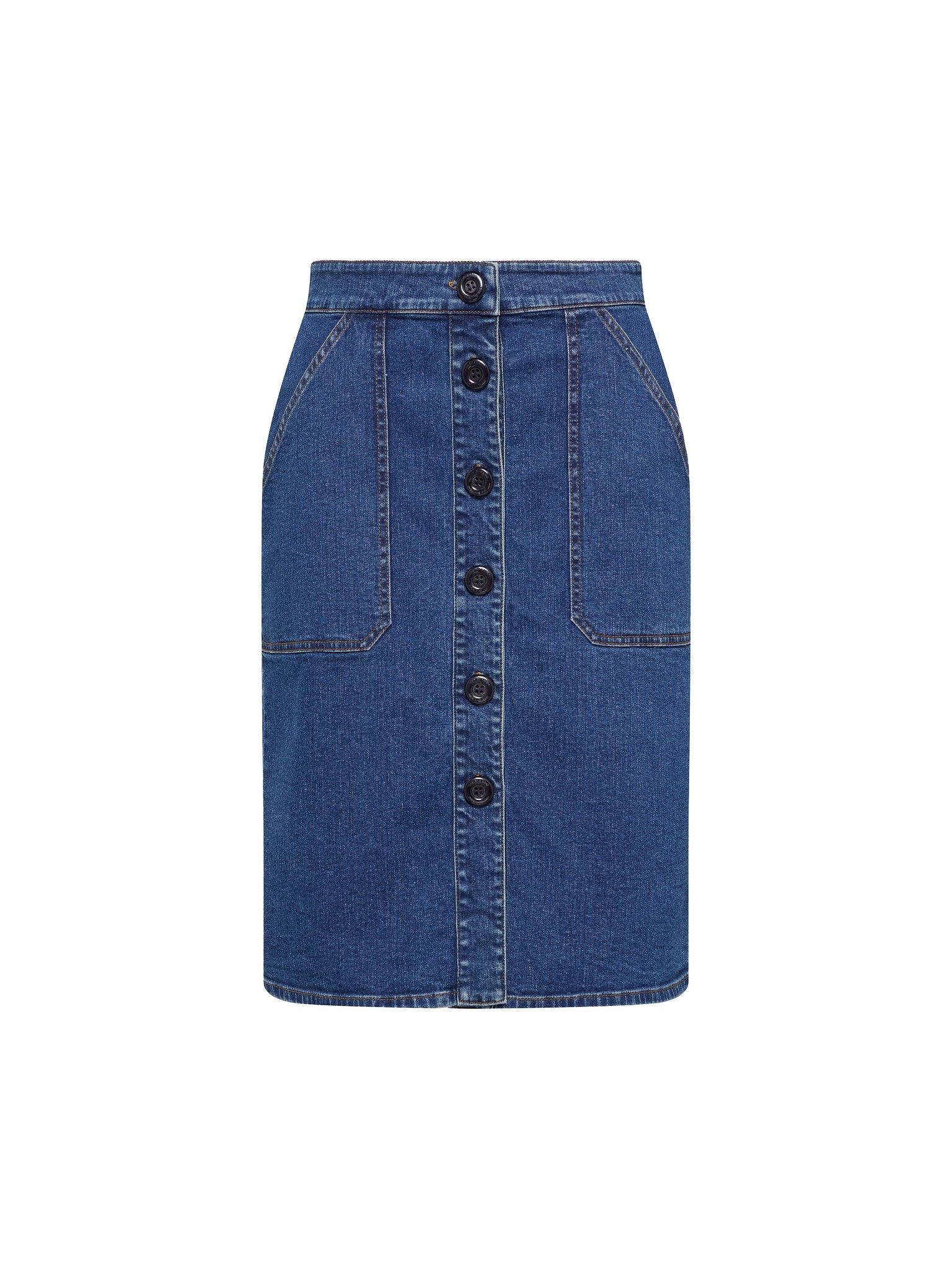 KNEE-LENGTH DENIM WHO SKIRT - 1