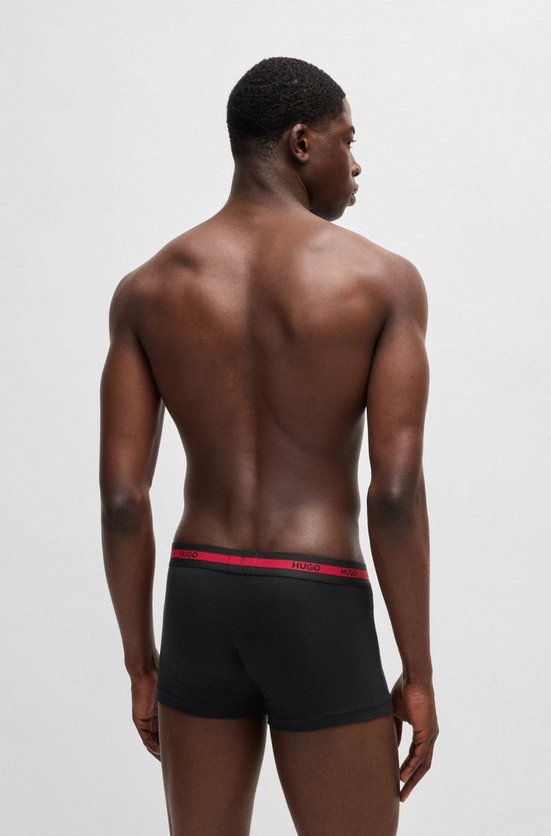 HUGO THREE-PACK OF STRETCH-COTTON TRUNKS WITH LOGO WAISTBANDS outlook