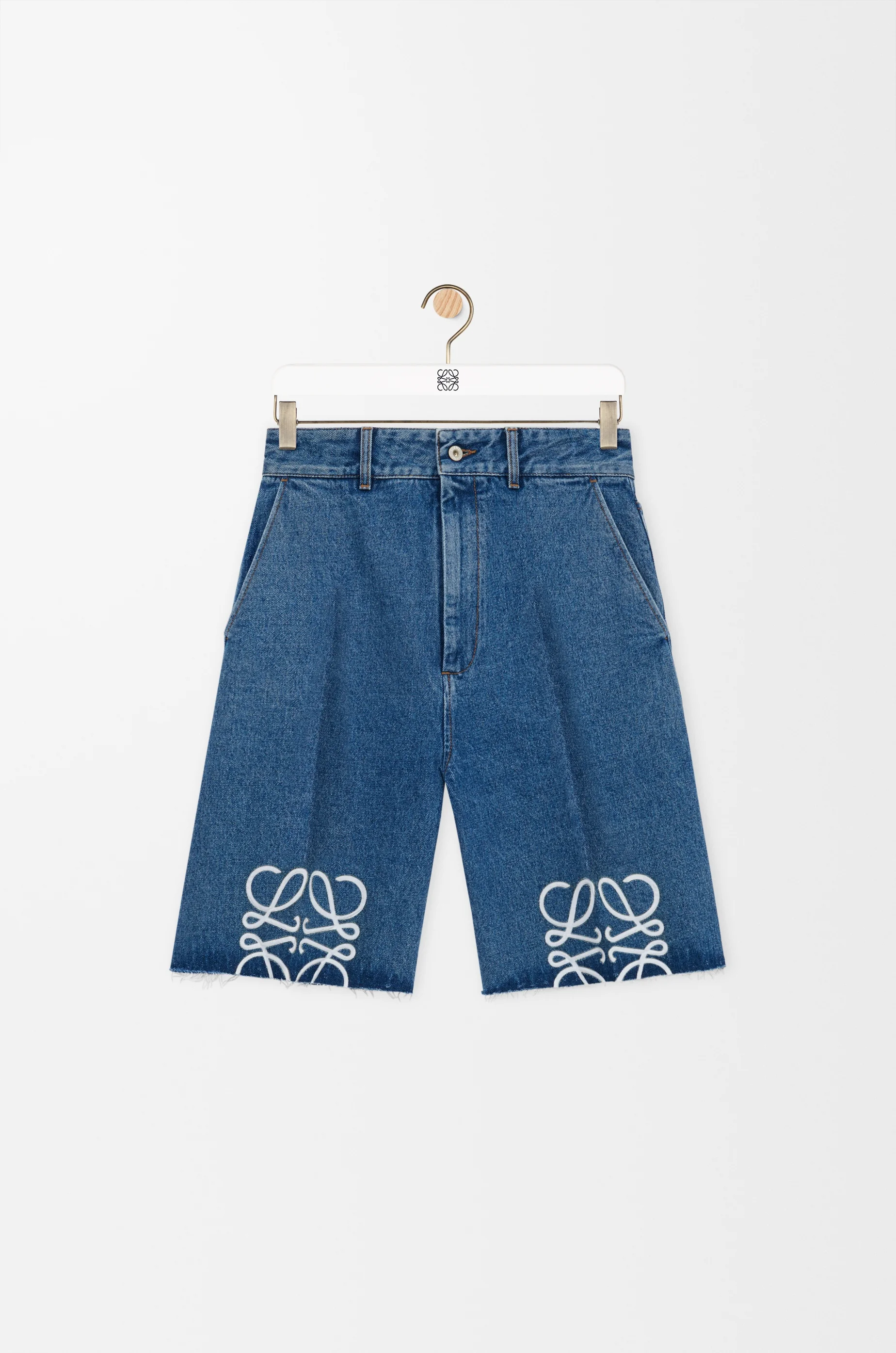 パンツ 24ss Loewe denim shorts LOEWE logo-patch Denim Shorts | Blue | FARFETCH