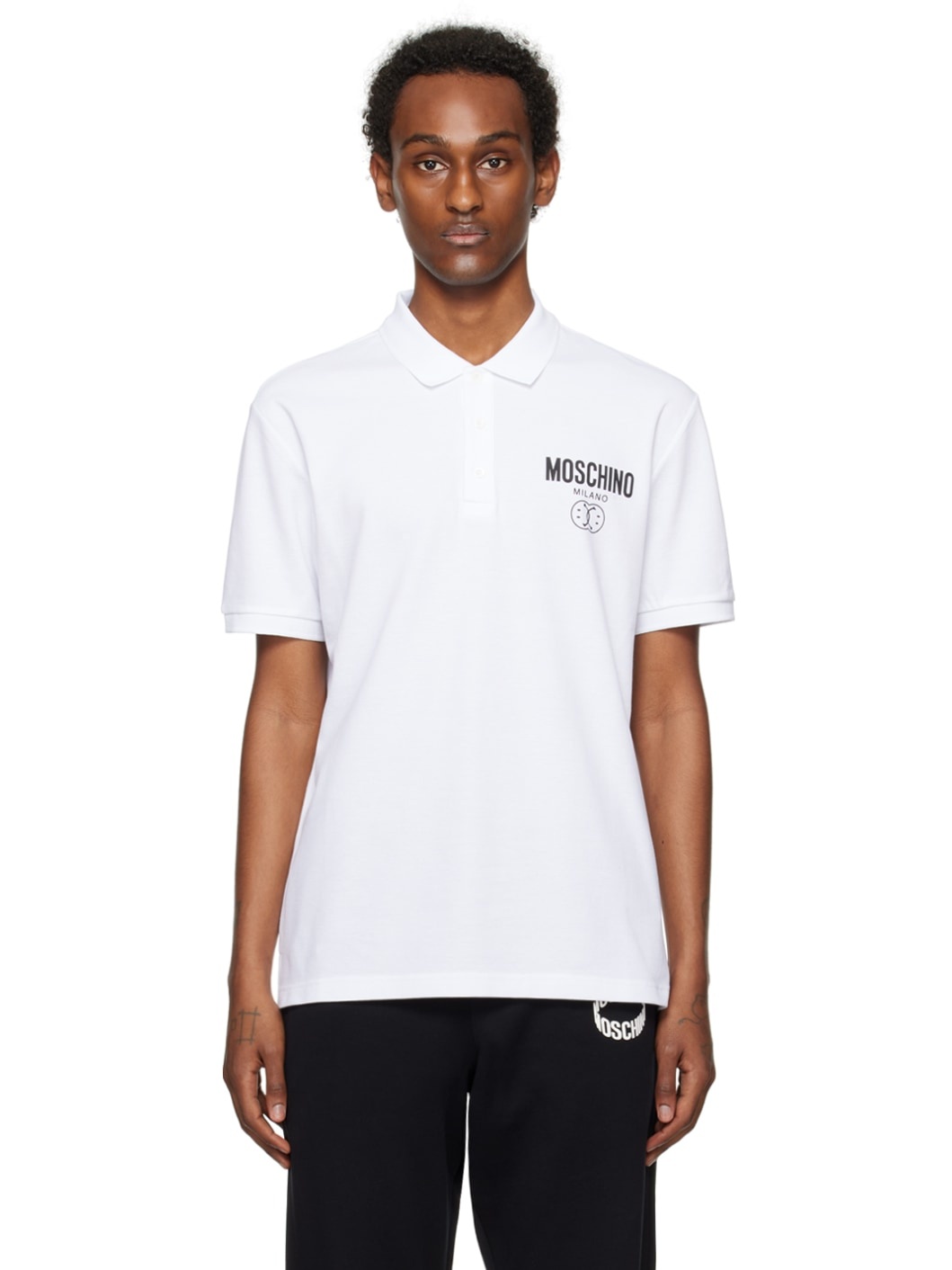 White Double Smiley Polo - 1