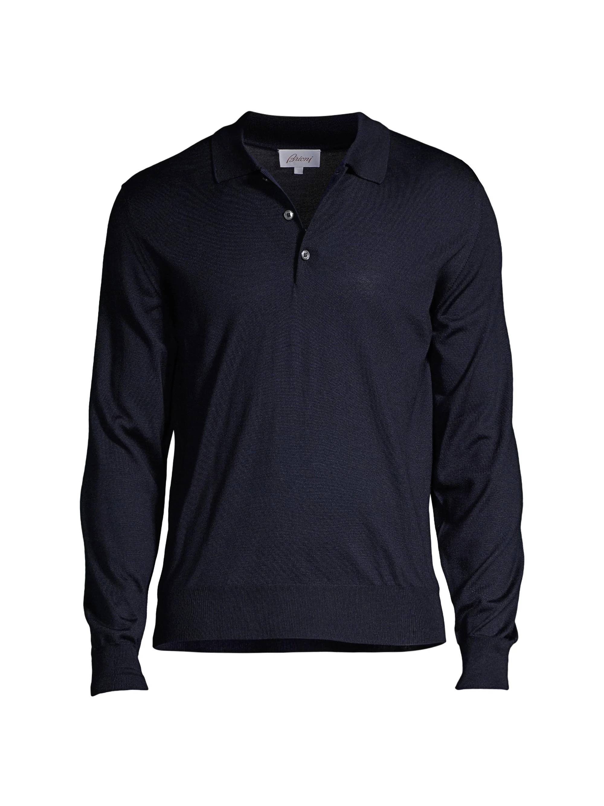 Men's Long-Sleeve Knit Polo - Midnight Blue - 1