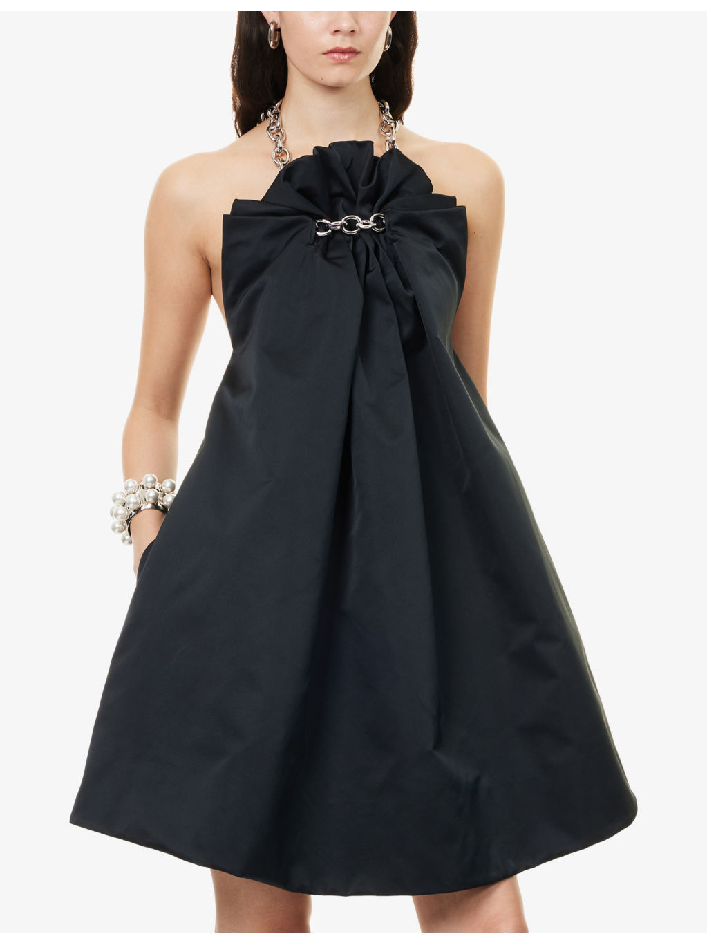 Ruched Balloon Woven Midi Dress - 3