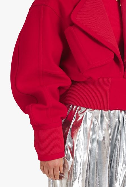Oversized red wool bomber jacket - 8