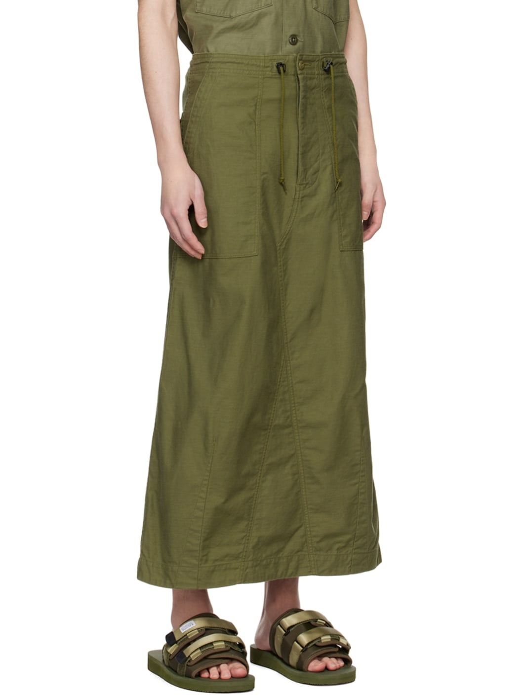 Khaki Fatigue Midi Skirt - 2