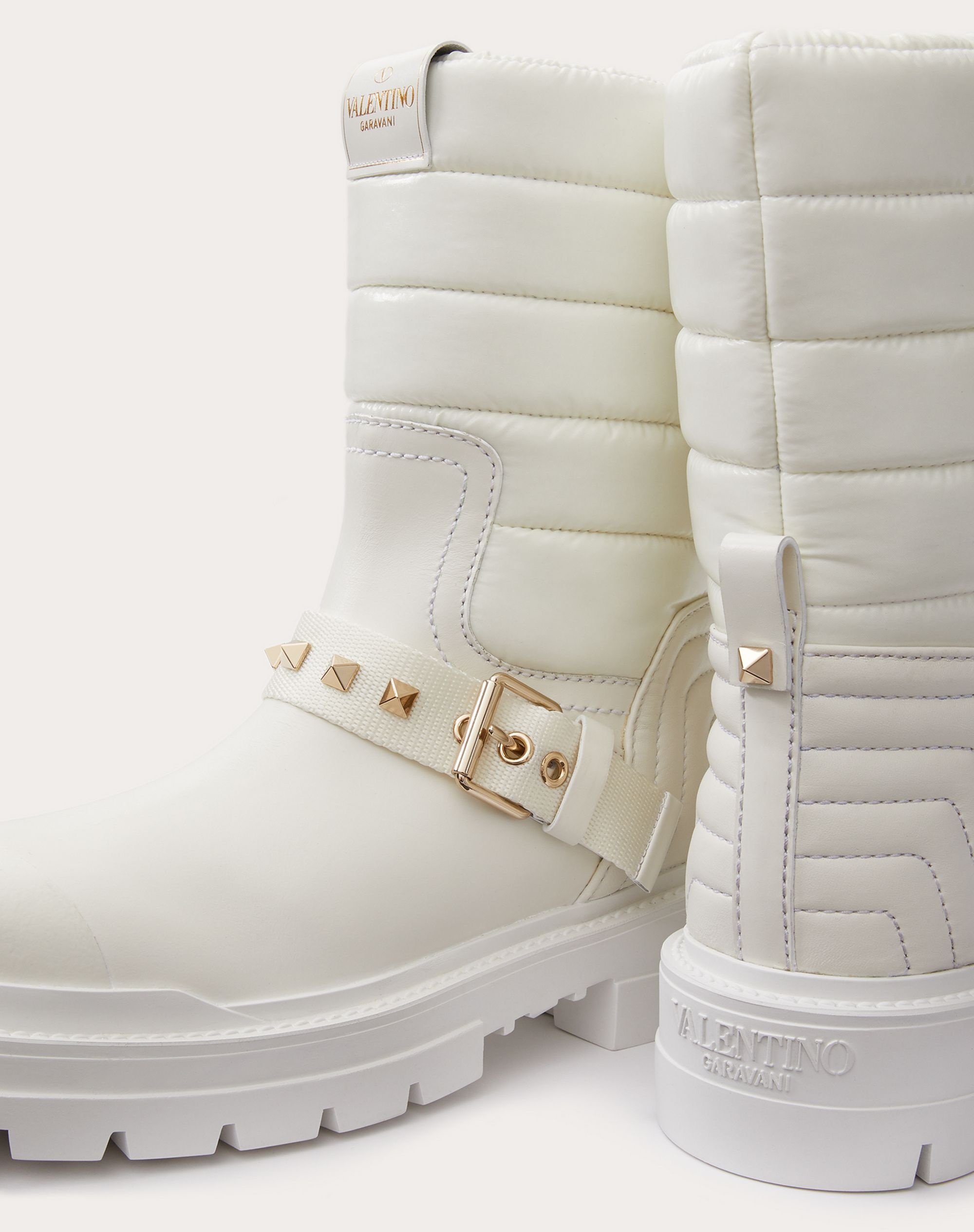 WATERPROOF CALFSKIN AND TECHNICAL NYLON ROCKSTUD ANKLE BOOT 20MM - 5
