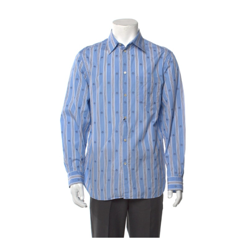 Gucci Fil Coupe Shirt - Blue Bee Stripe 38 15 - 3