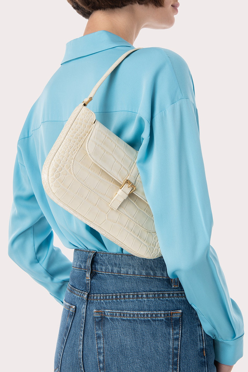 BY FAR Miranda Cream Croco Embossed Leather outlook