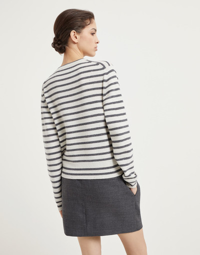 Brunello Cucinelli Cashmere, virgin wool and silk Sparkling & Dazzling striped sweater outlook