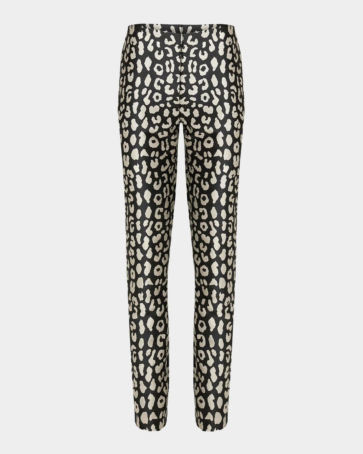 Leopard Jacquard Slim-Leg Ankle Cigarette Pants - 1