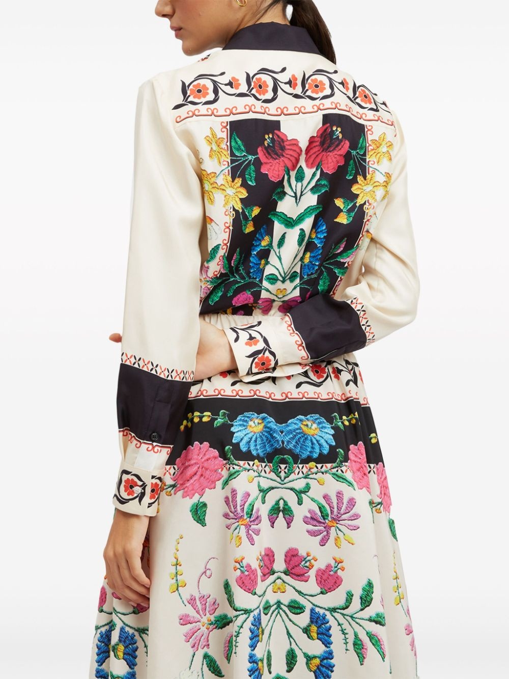 Boy floral-embroidered silk shirt - 3