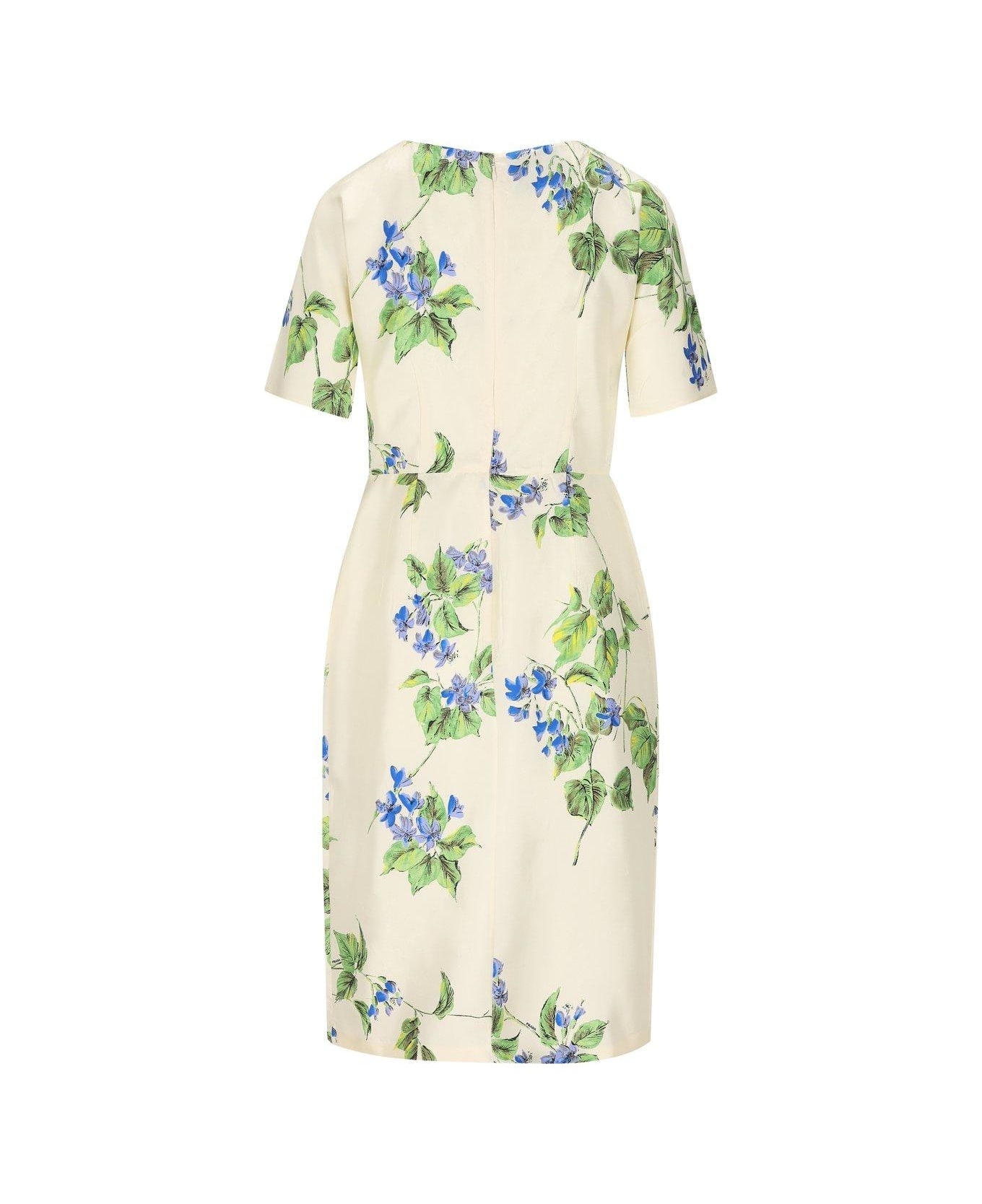 Floral Print Short-sleeve Dress - 2