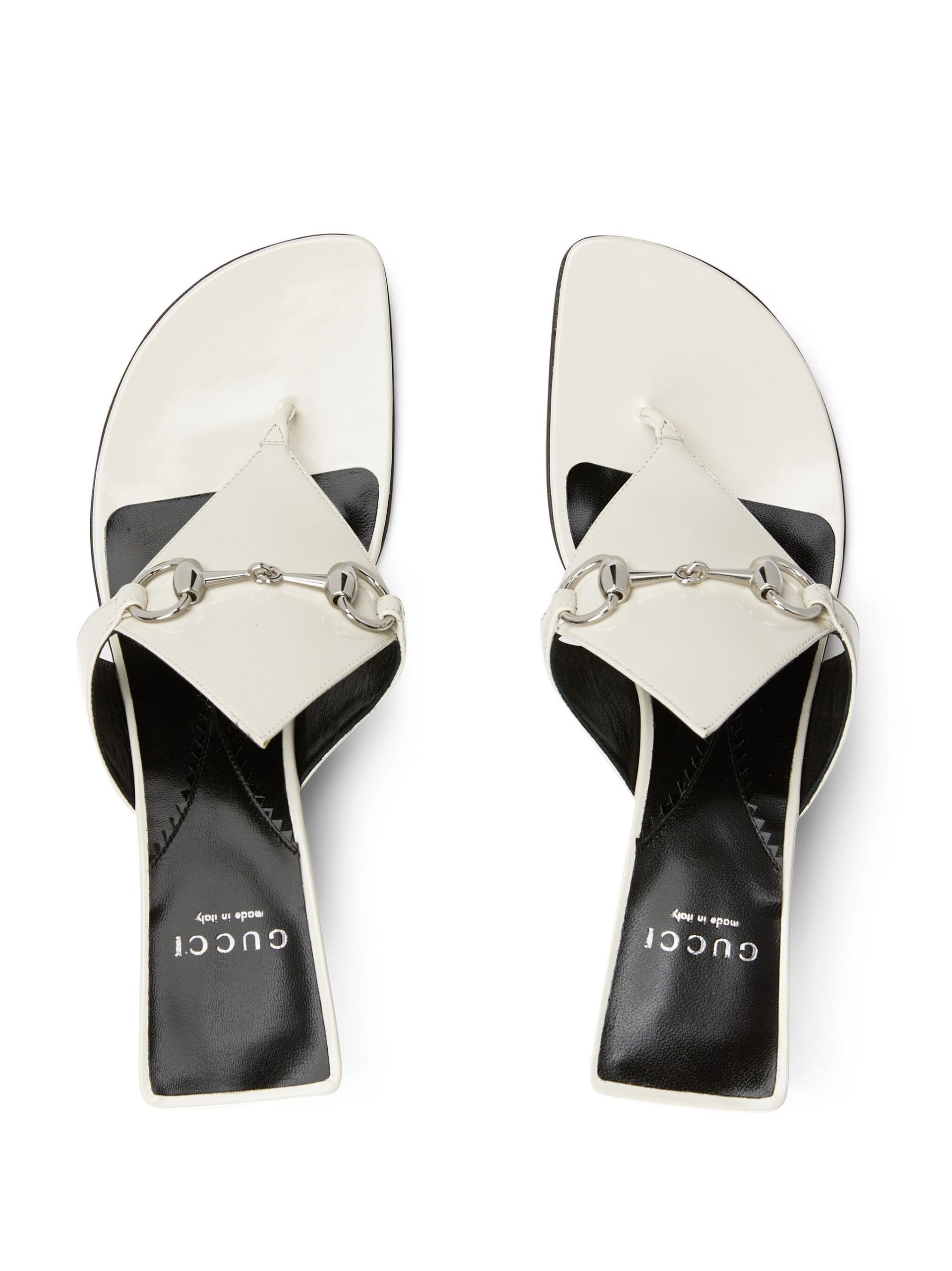 White 55 Horsebit Leather Sandals - 4