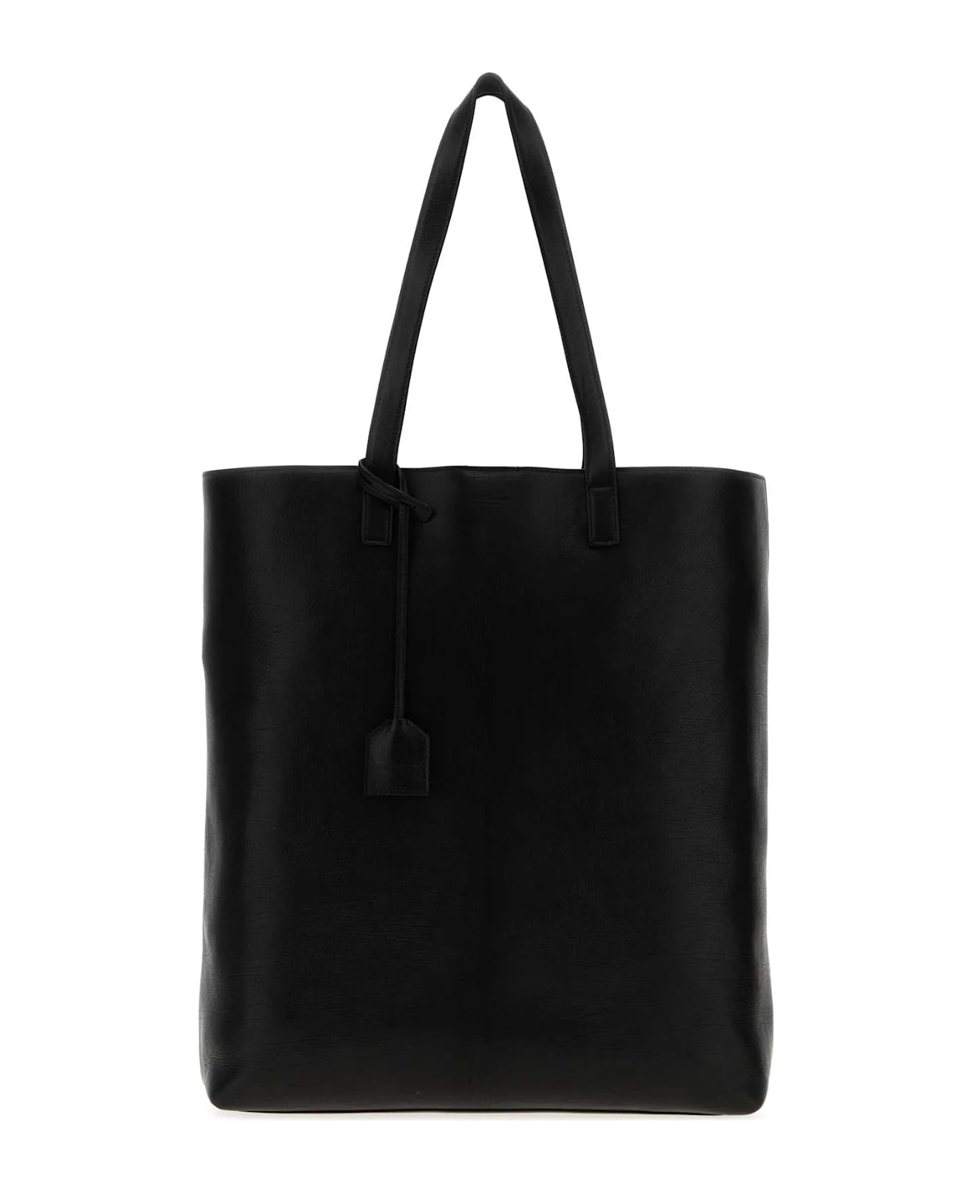 Black Leather Shopping Bag - 1