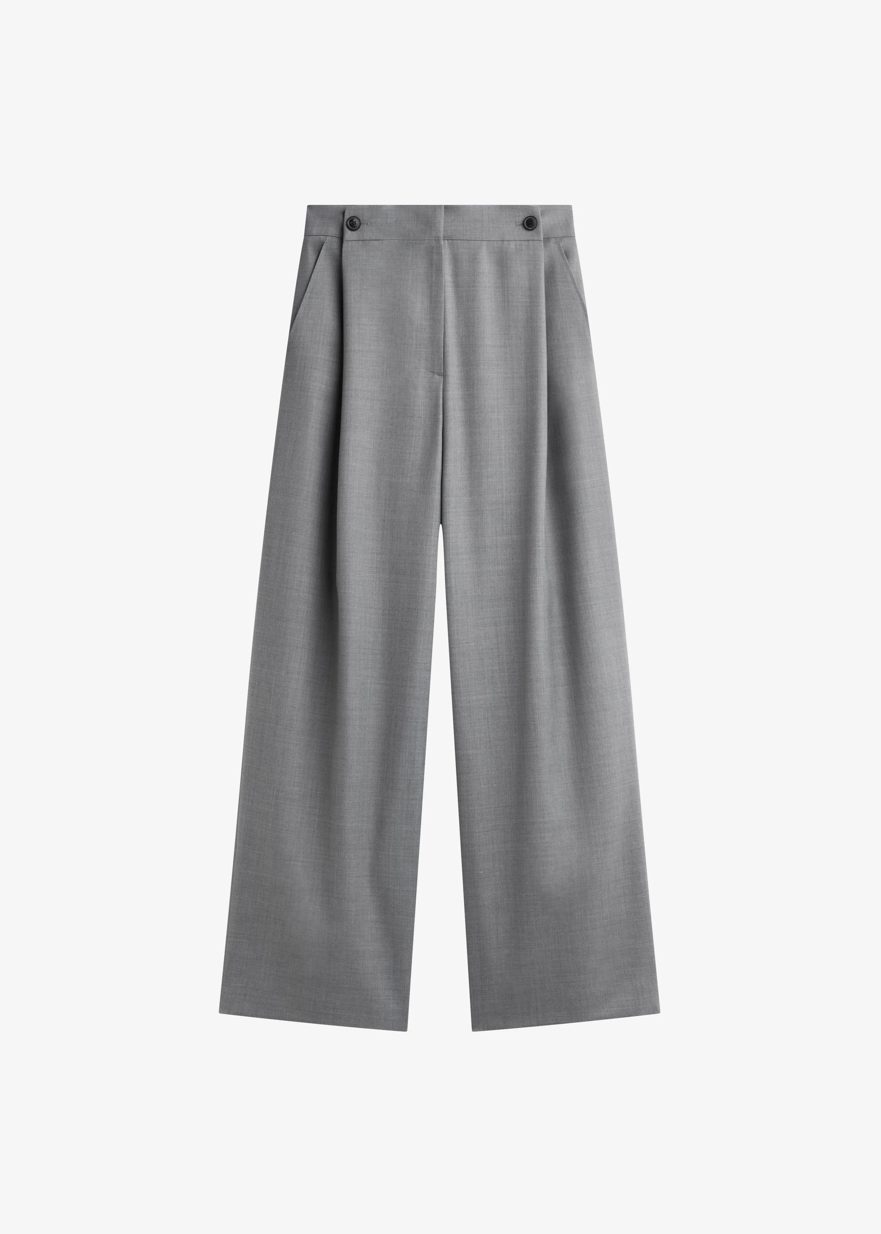 Althea Pleated Trousers - Light Grey - 1