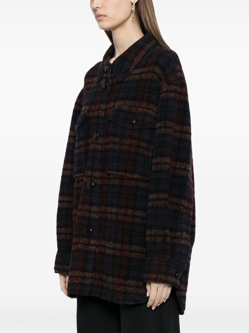 check-print blanket coat - 3